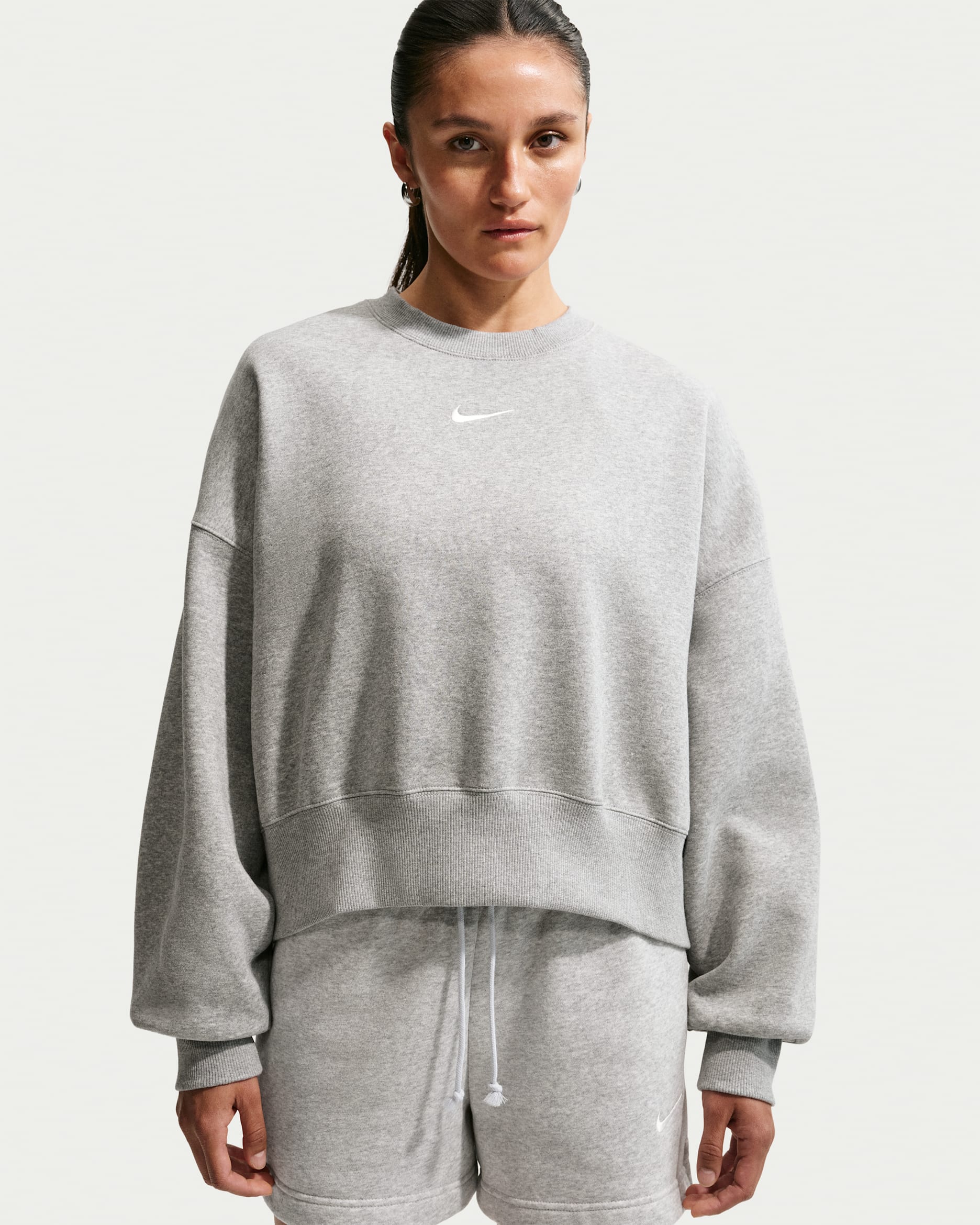 Nike Sportswear Phoenix Fleece Women's Over-Oversized Crew-Neck Sweatshirt - Dark Grey Heather/Sail