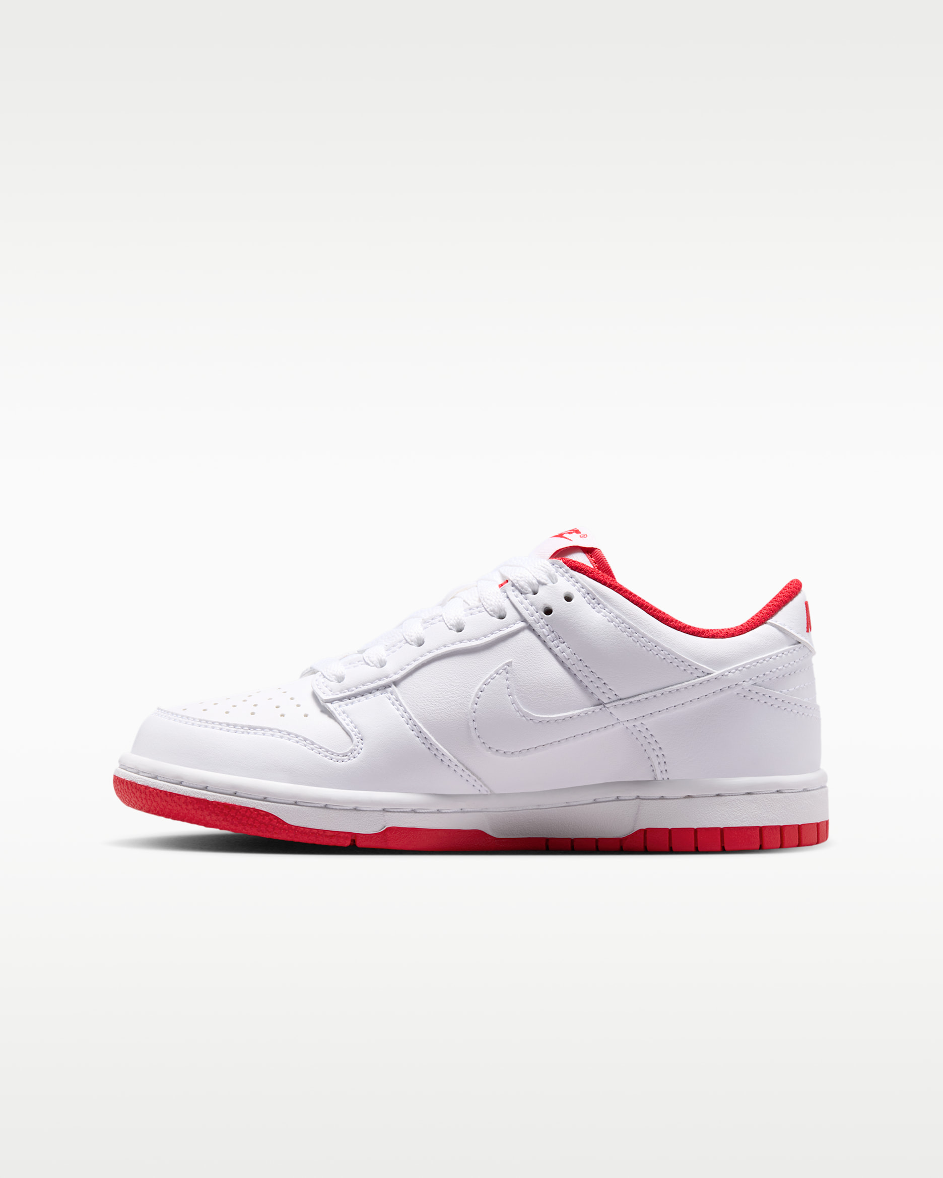 Nike Dunk Low Big Kids' Shoes - White/University Red/White