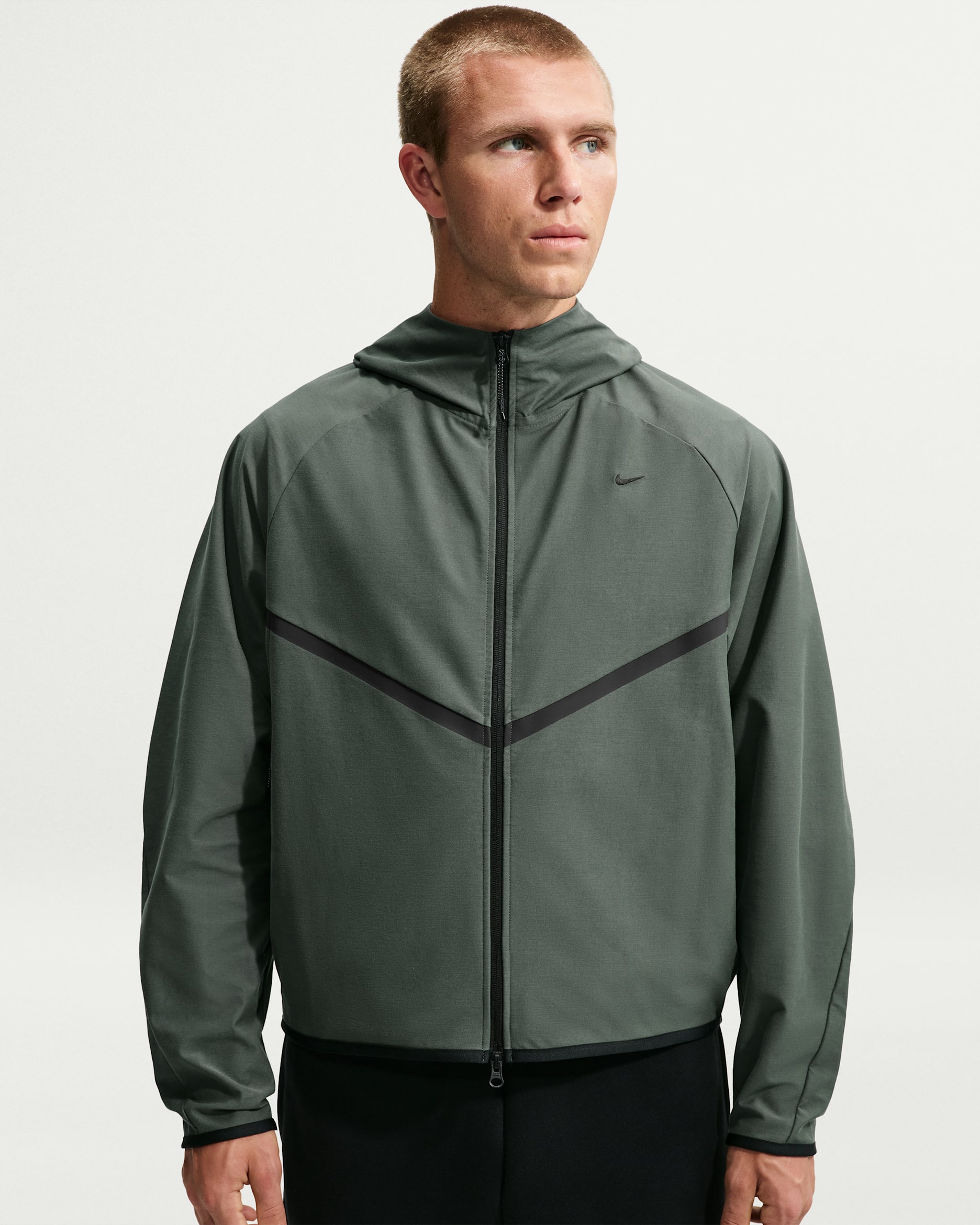 Nike Tech Men's Shori-Knit Full-Zip Windrunner Jacket - Camo Green/Black