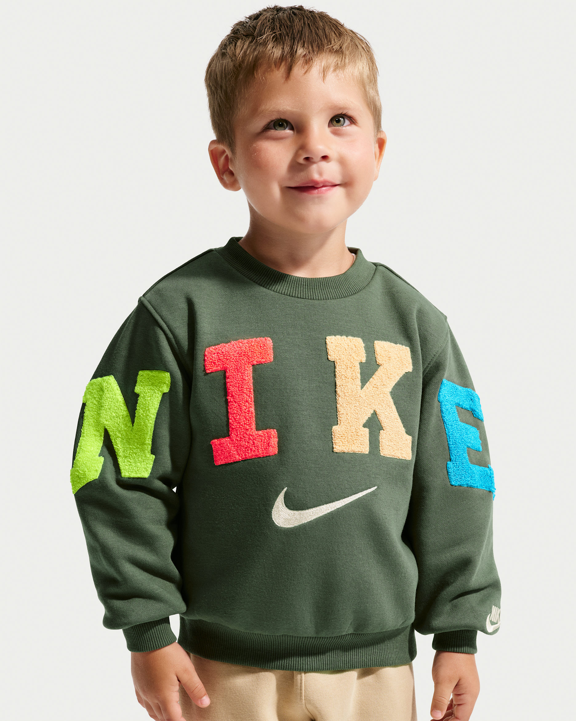 Nike Club Toddler Chenille Fleece Crew - Camo Green