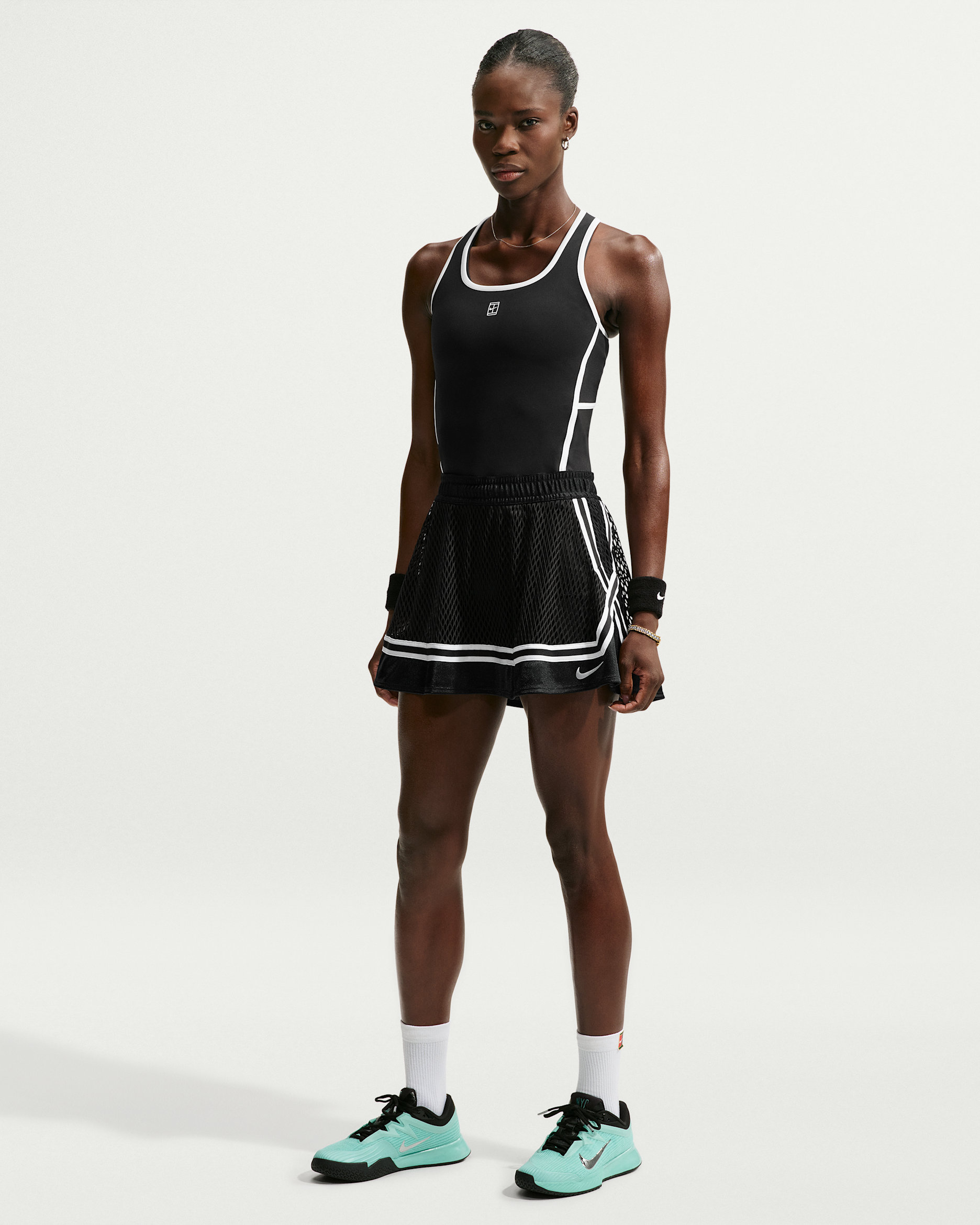NikeCourt Slam Women's High-Waisted Tennis Skirt - Black/Black/Black/White