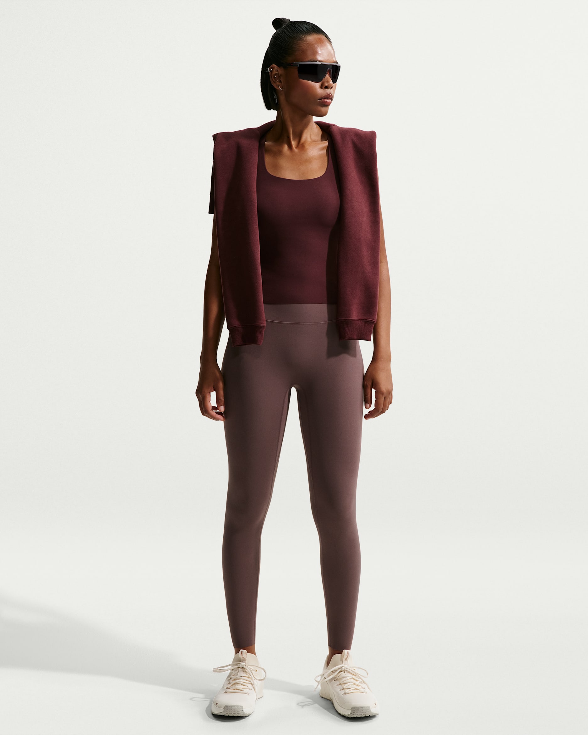 Leggings de tiro alto de 7/8 sin costura delantera para mujer Nike Zenvy - Tatuaje/Blanco