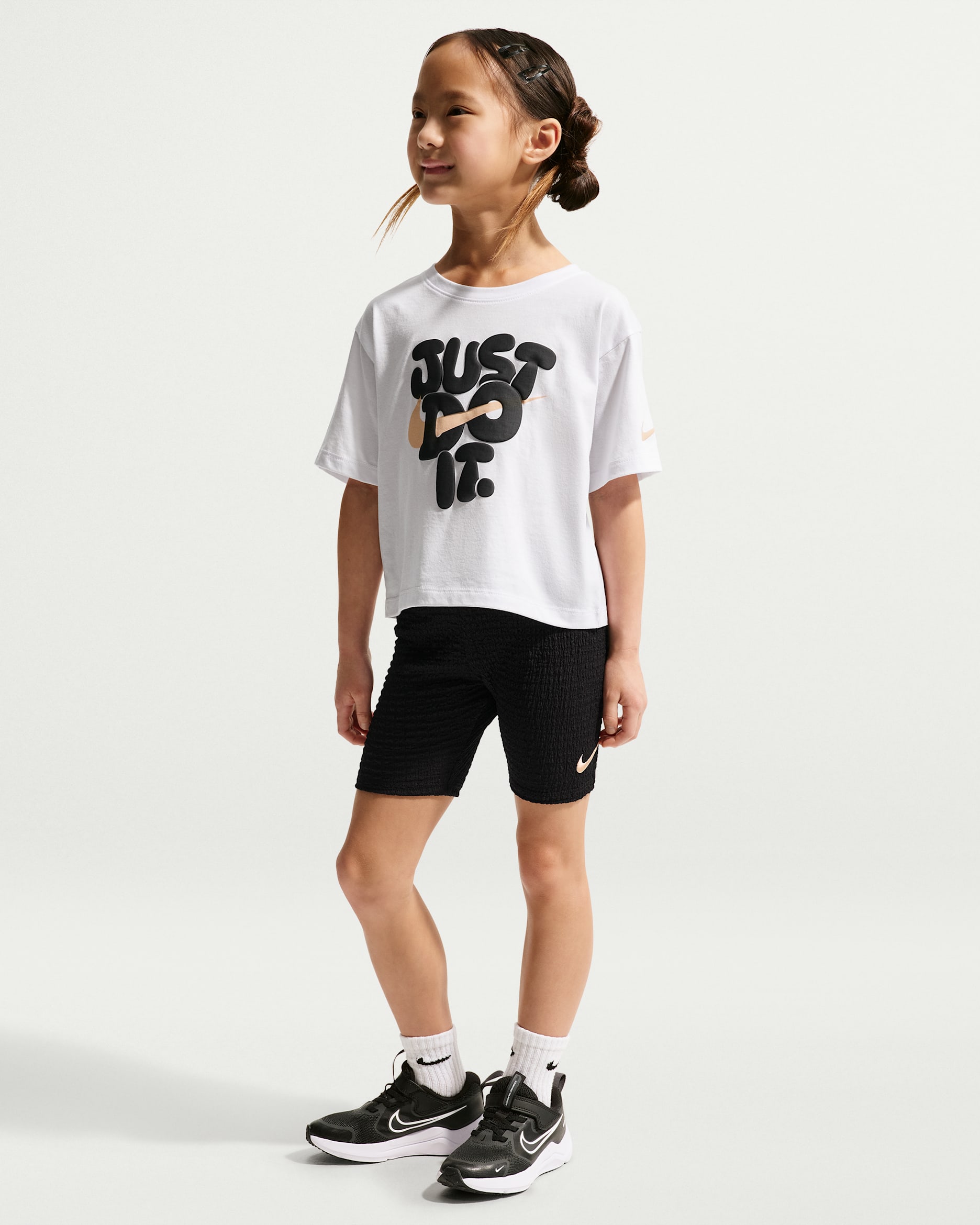 나이키 볼드 플레이 리틀키즈 투피스 바이크 쇼츠 세트 - 블랙