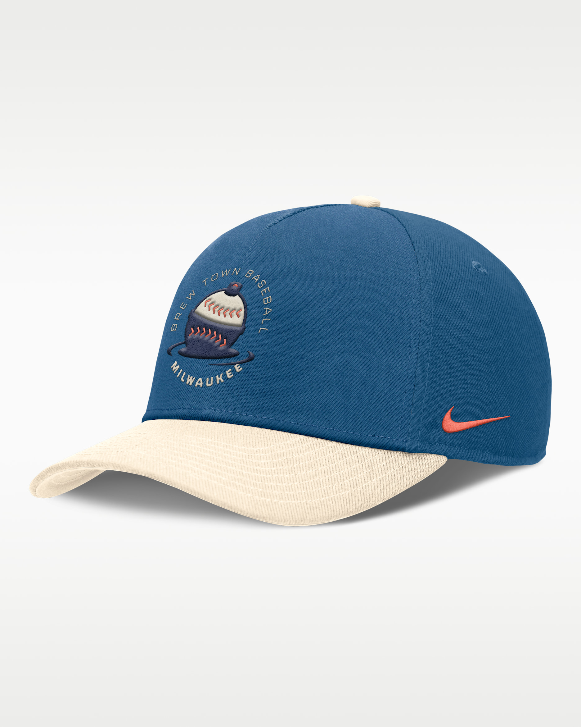 Milwaukee Brewers City Connect Rise Men's Nike Dri-FIT MLB A-Frame Adjustable Hat - Blue/Natural