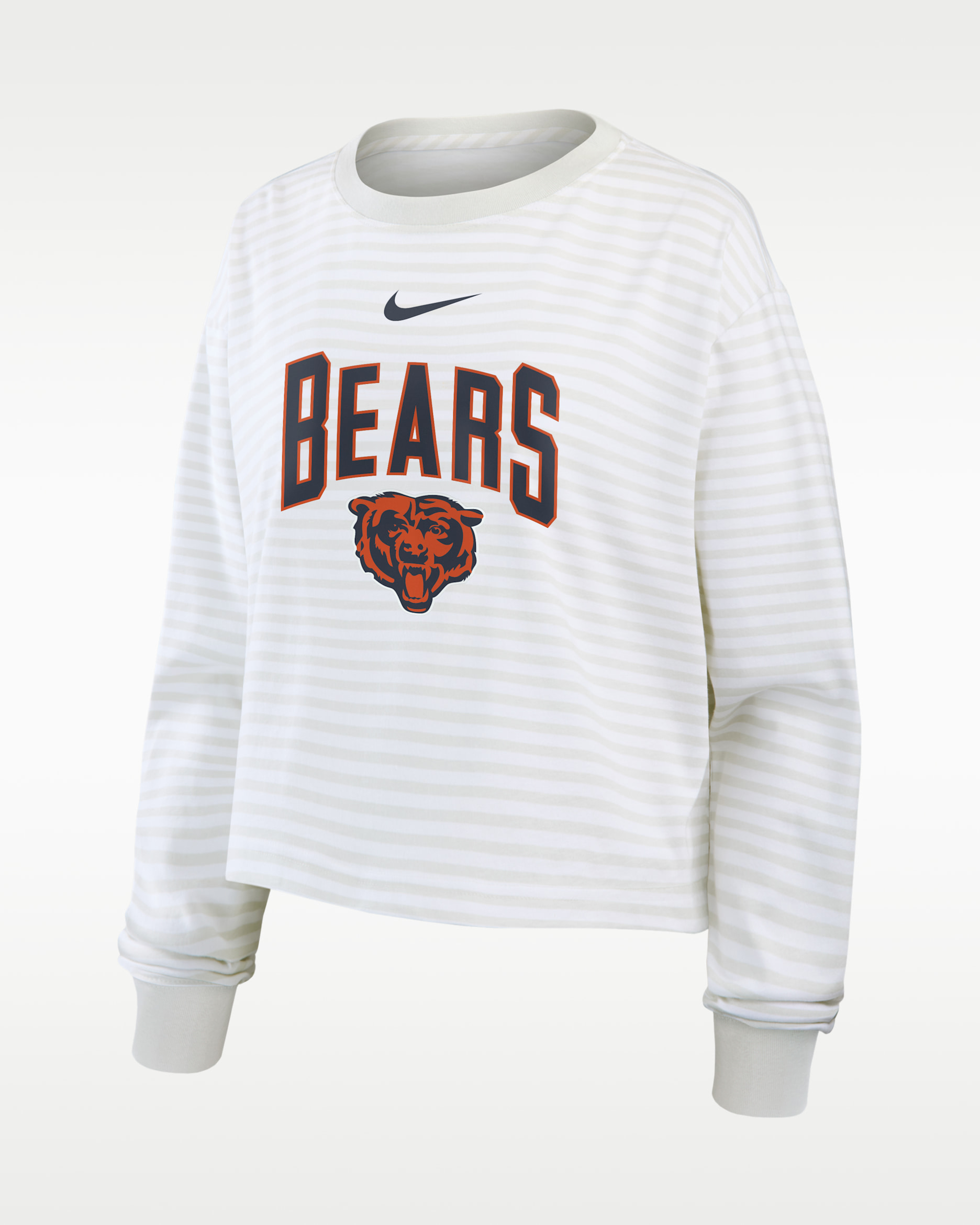 Chicago Bears Primetime Women's Nike Cropped Long-Sleeve T-Shirt - White/Grey