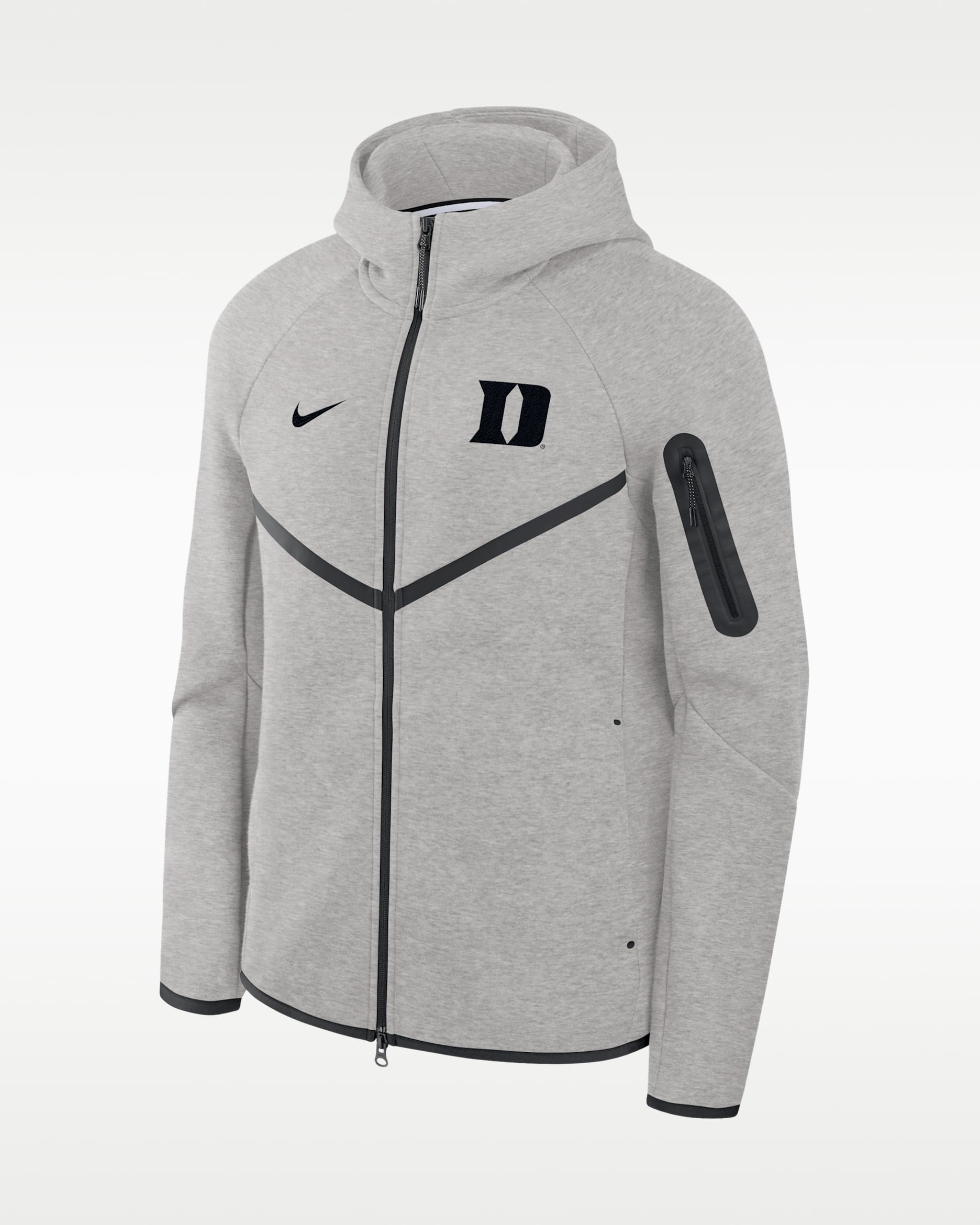 Chamarra universitaria Nike con gorro de cierre completo para hombre Duke Tech Fleece - Gris