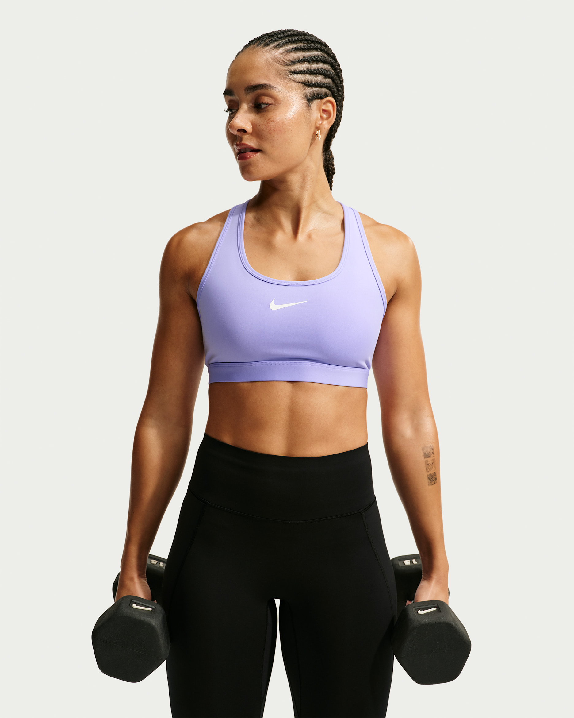 Nike Swoosh Women's Medium-Support Non-Padded Sports Bra - Purple Pulse/White