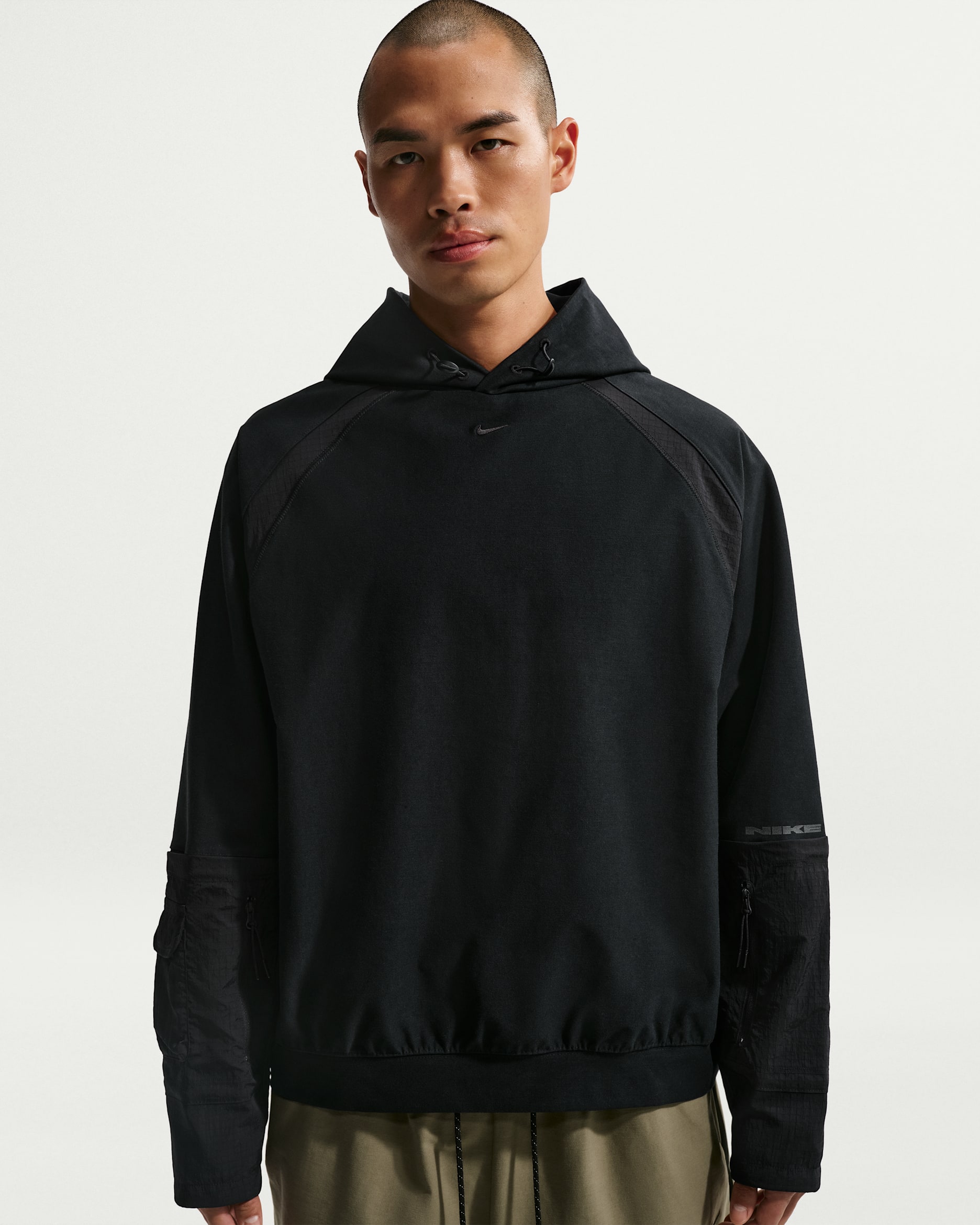 나이키 테크 남성 드라이 핏 쇼리 니트 유틸리티 후디 - 블랙/블랙/블랙