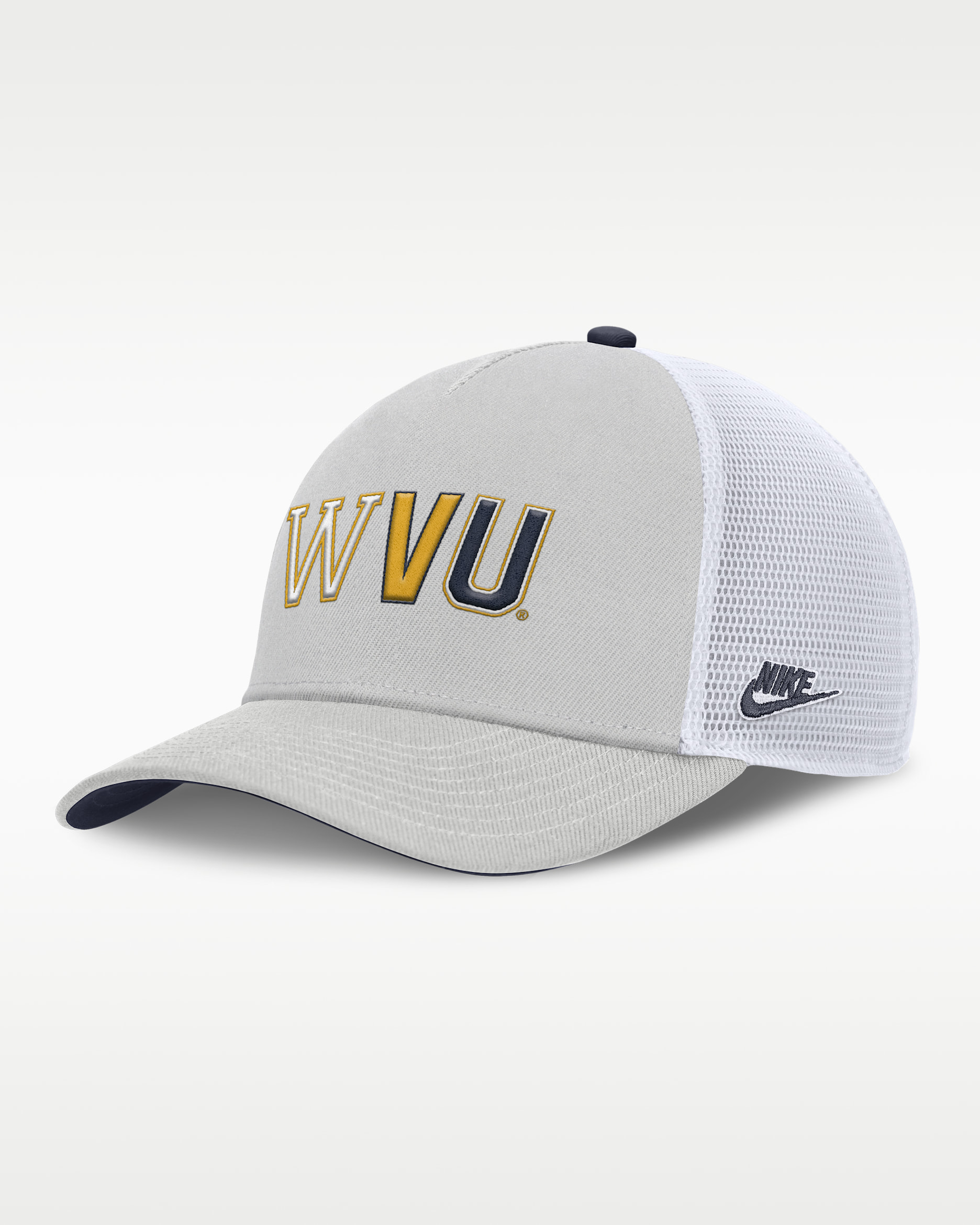 West Virginia Legacy Basketball Rise Men's Nike College Trucker Adjustable Hat - Grey