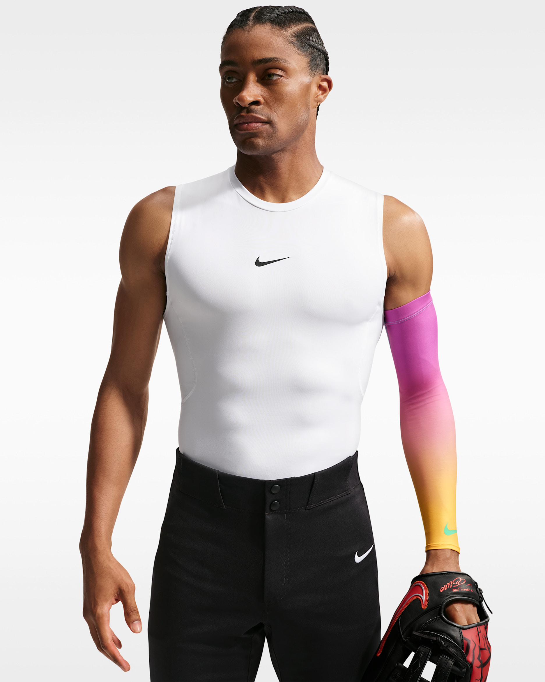 Ronald Acuña Jr. Nike Pro Dri-FIT Baseball Sleeve - University Gold/Green Shock