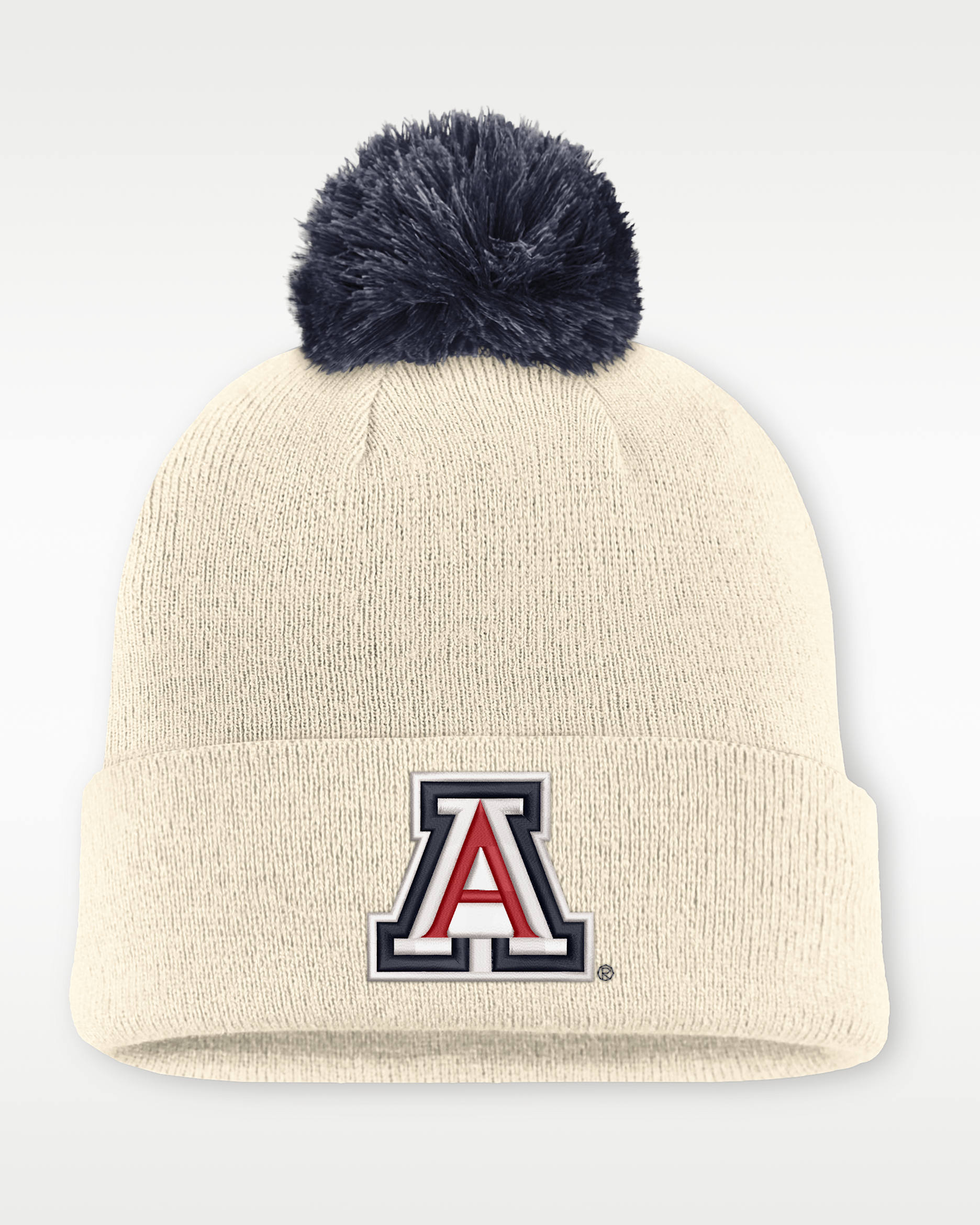 Arizona Campus Prep Script Men's Nike College Cuffed Pom Beanie - Natural/Navy