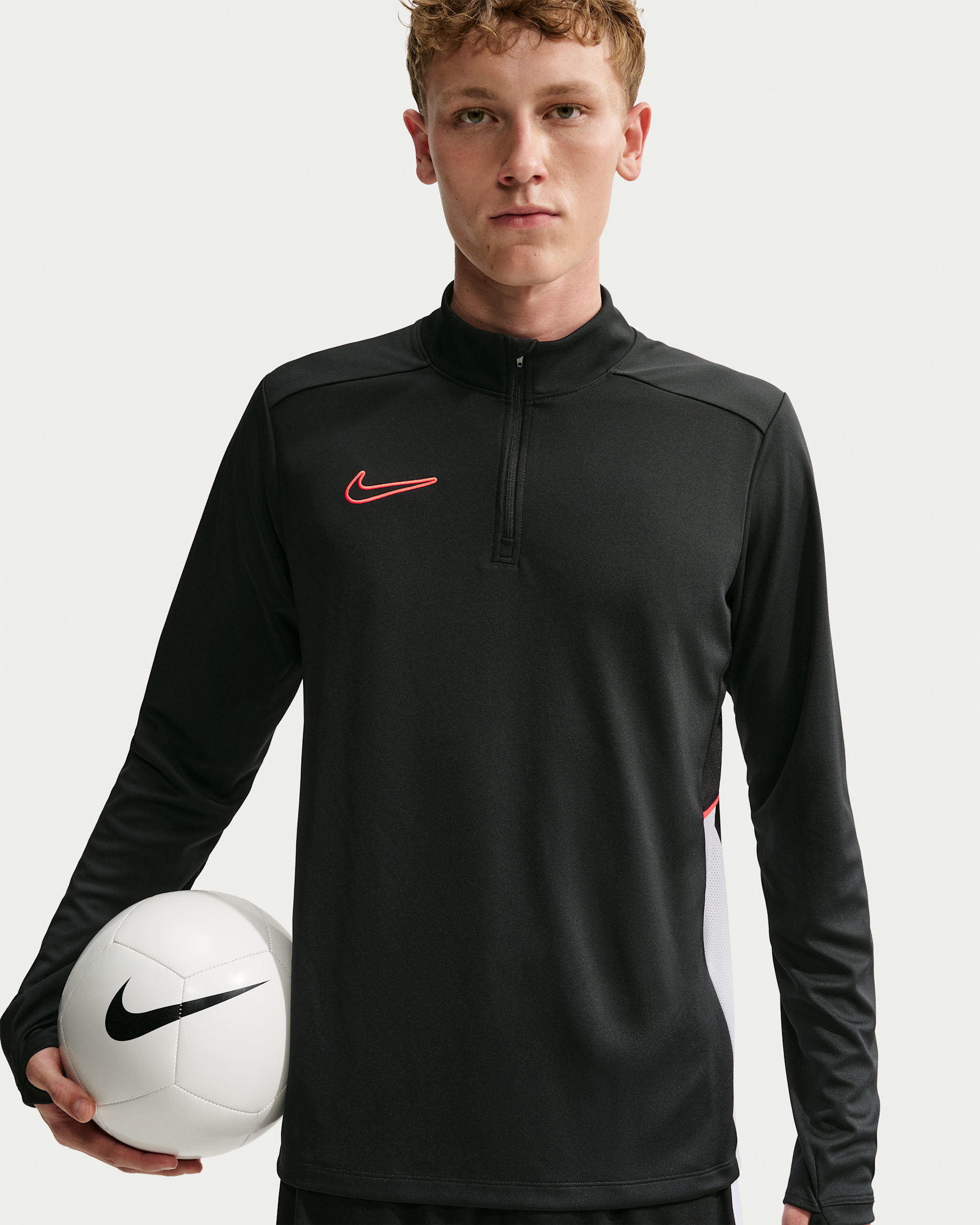 Nike Academy Men's Dri-FIT Football Drill Top - Black/White/Bright Crimson/Bright Crimson
