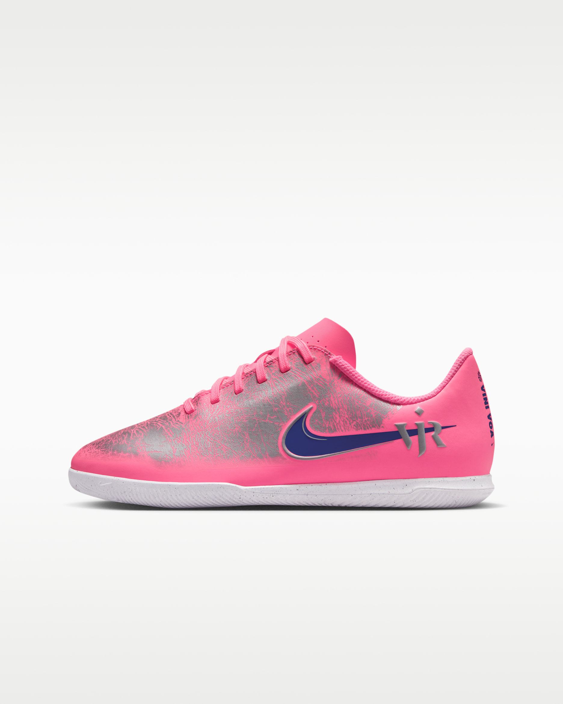 Nike Jr. Mercurial Vapor 16 Club "Vini Jr." Big Kids' Indoor/Court Low-Top Soccer Shoes - Sunset Pulse/Old Royal