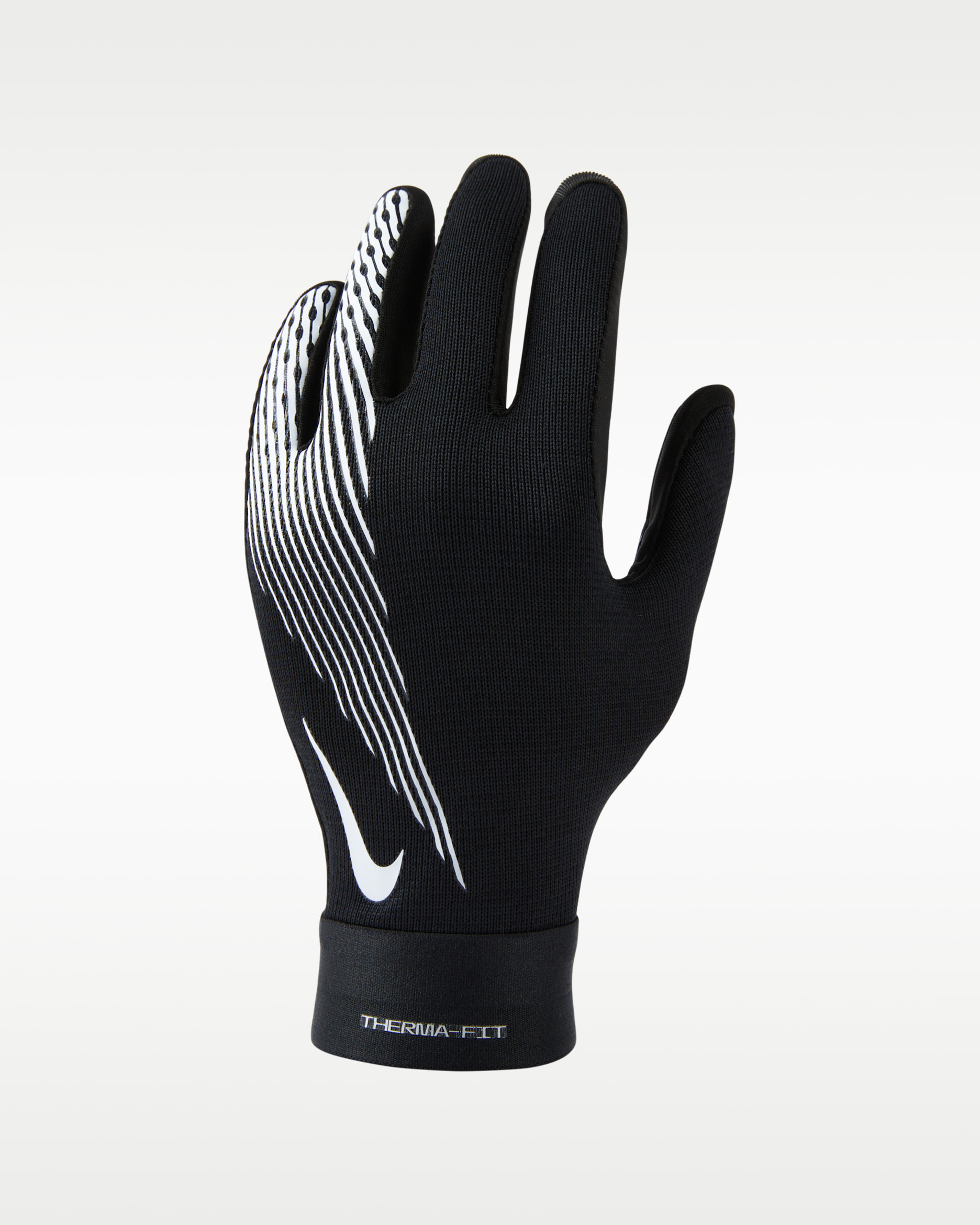 Gants de foot Therma-FIT Nike Academy pour ado - Noir/Noir/Blanc