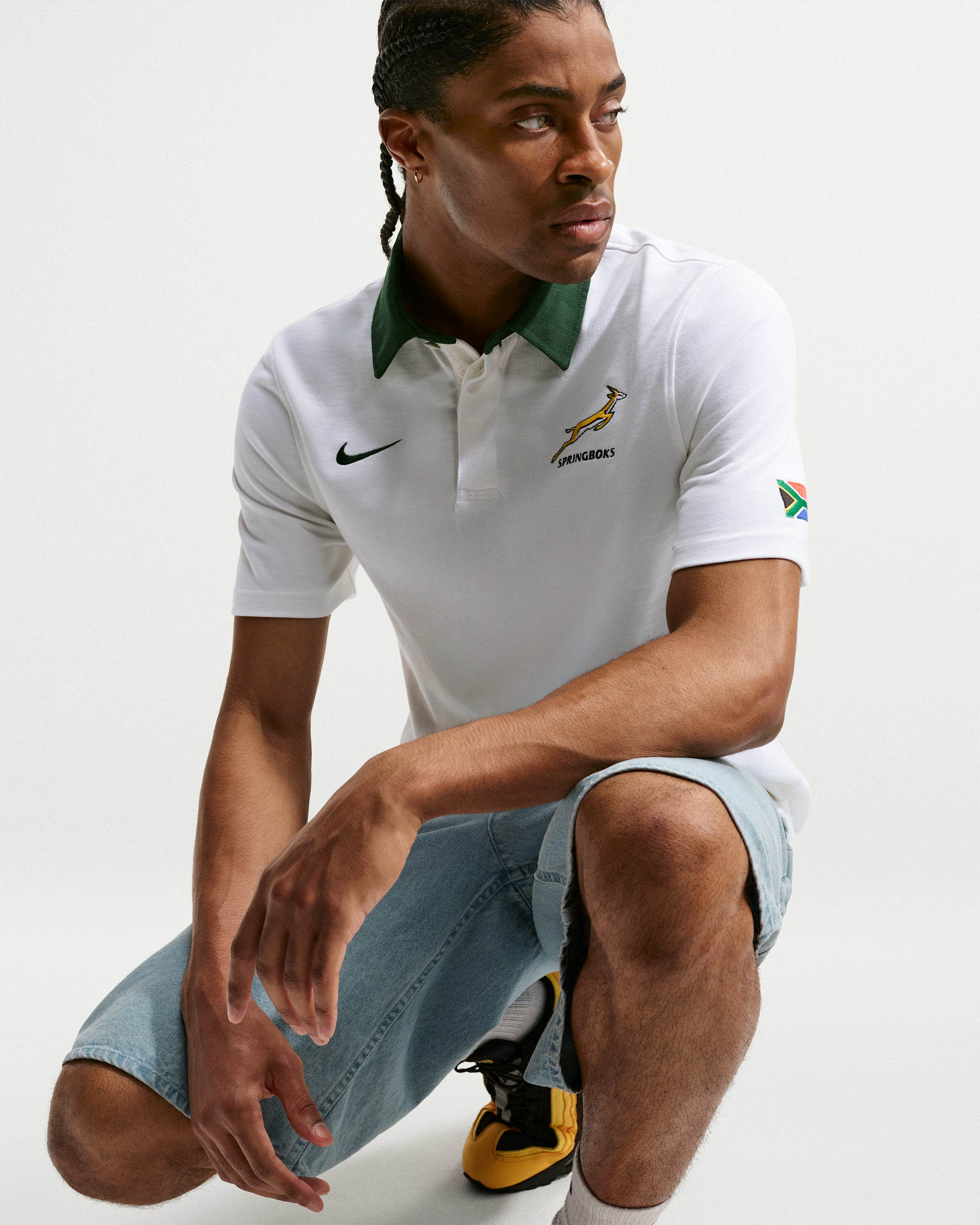 Springboks Away Men's Nike Rugby Shirt - White/Gorge Green/Gorge Green