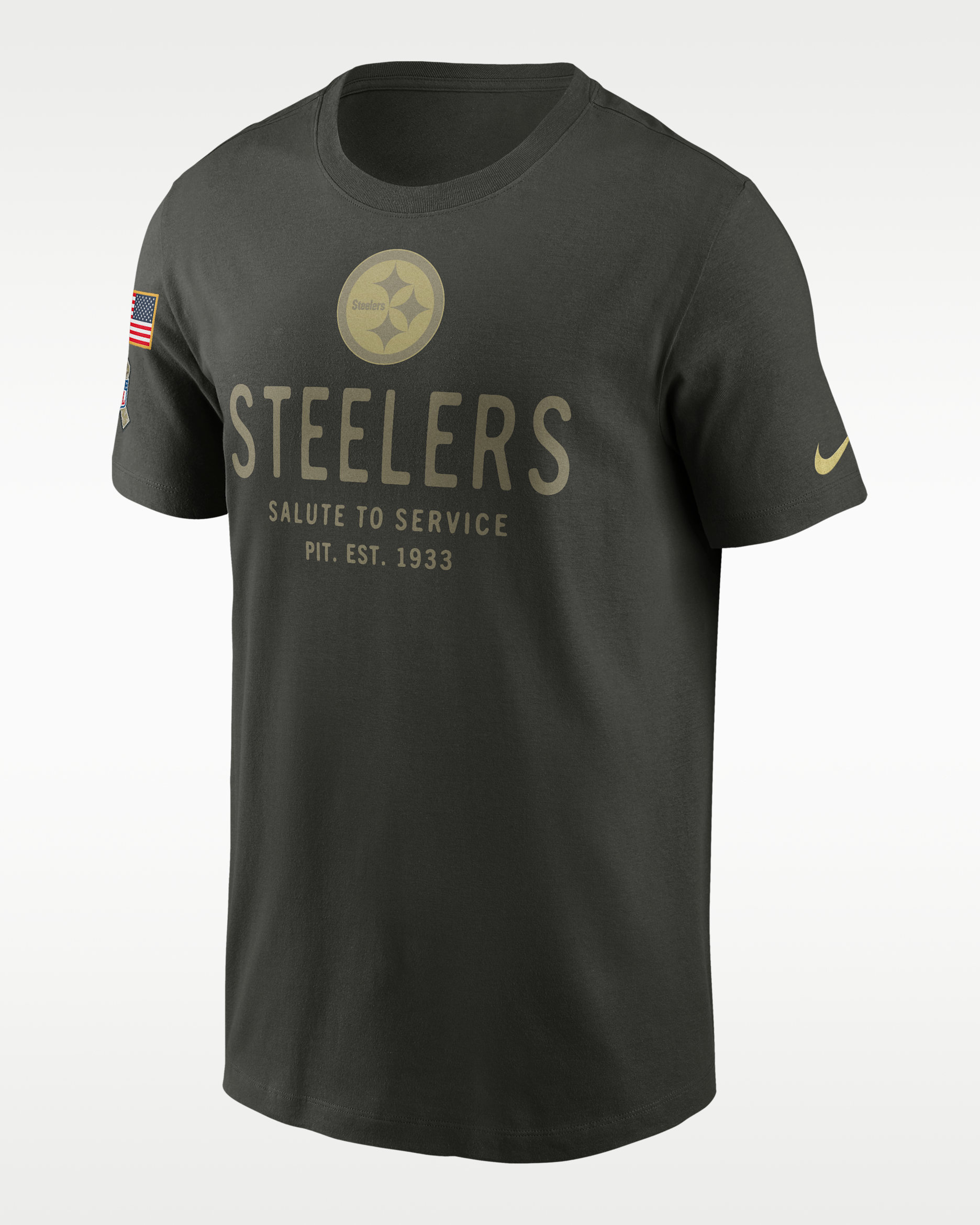 Playera Nike Dri-FIT de la NFL para hombre Pittsburgh Steelers Salute to Service Sideline Primary Edge - Verde bosque