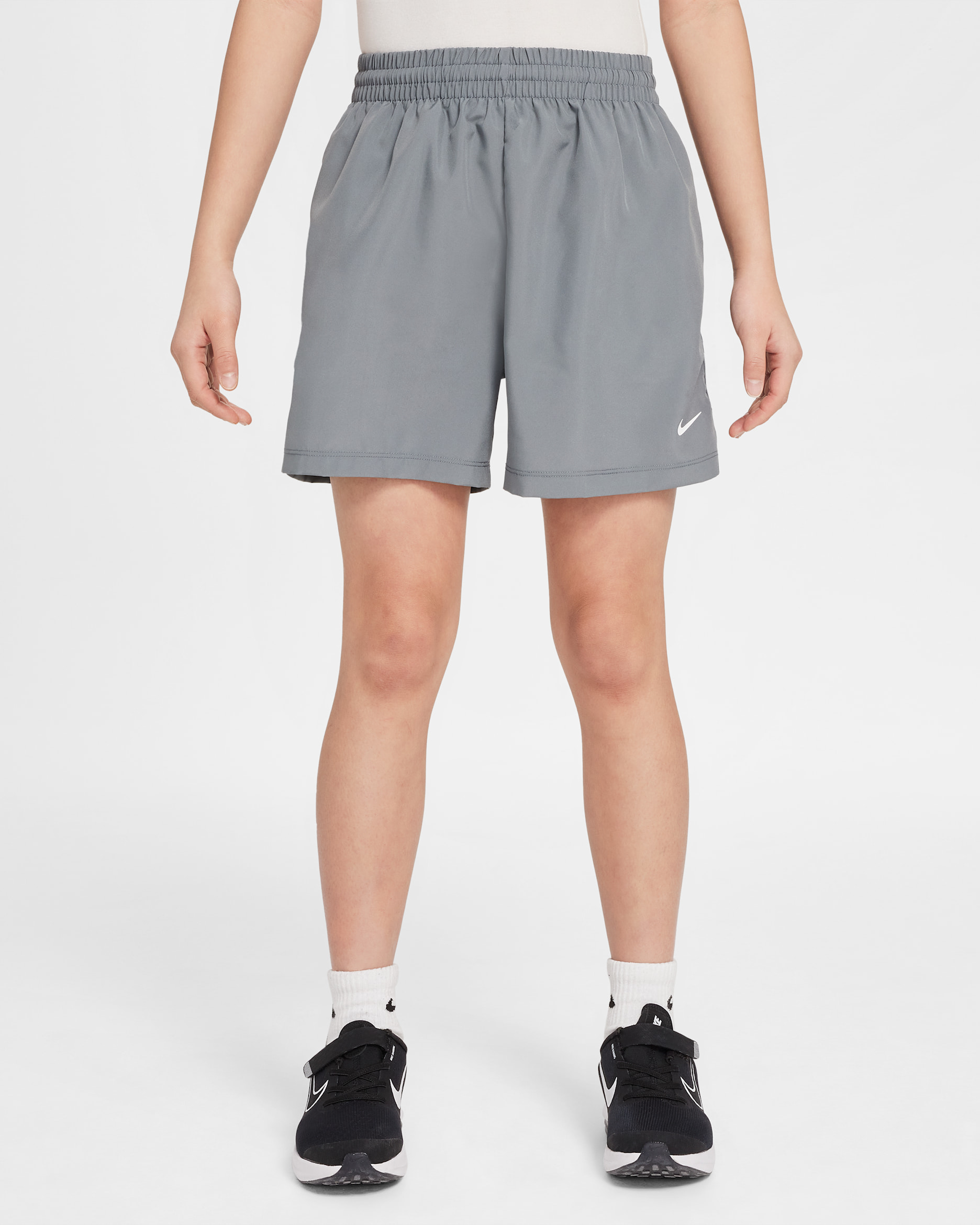 Shorts de tejido Woven Dri-FIT de 10 cm para niños talla grande Nike Multi - Gris humo/Blanco