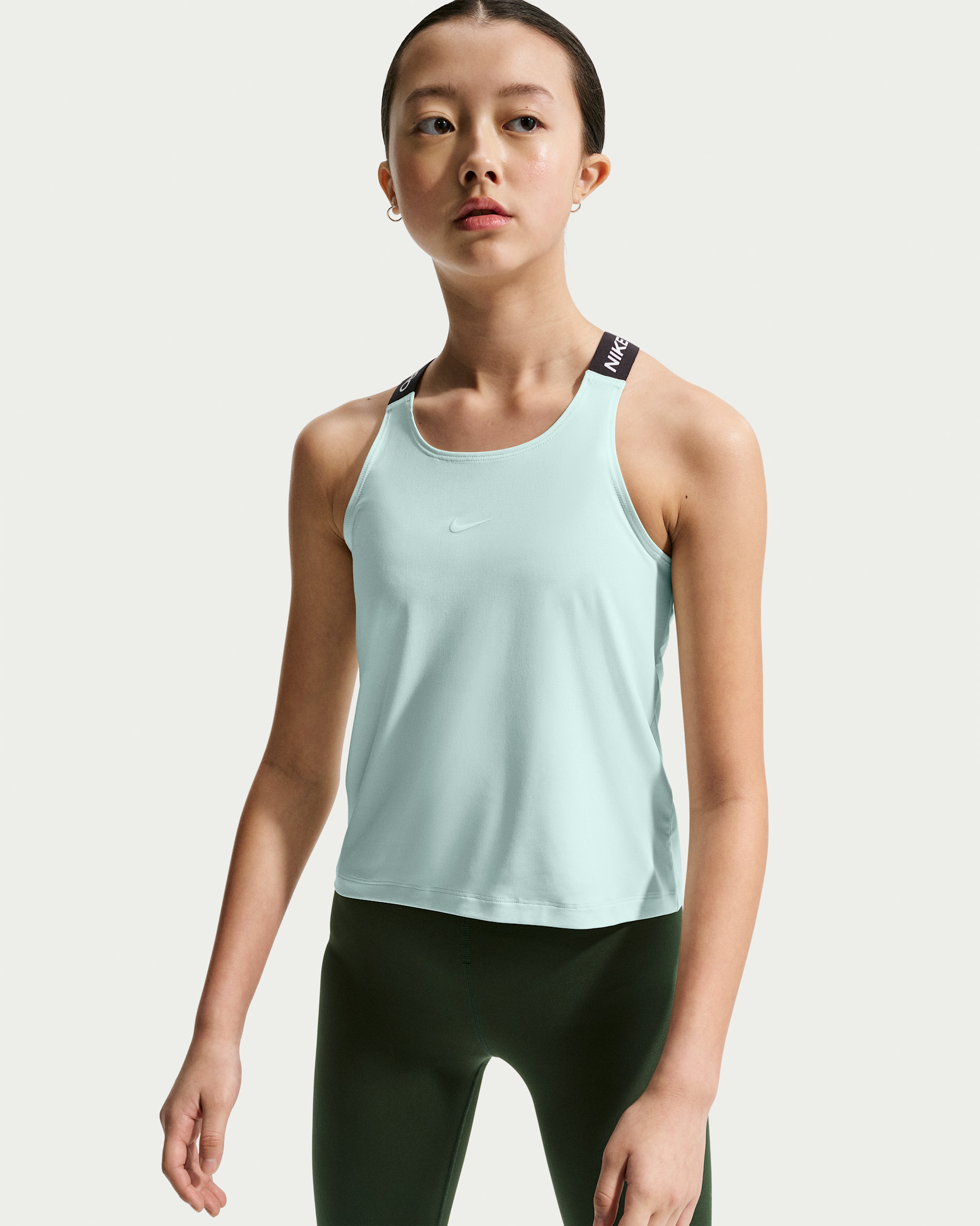 Nike Pro Older Kids' (Girls') Dri-FIT Tank Top - Barely Green/Black/White