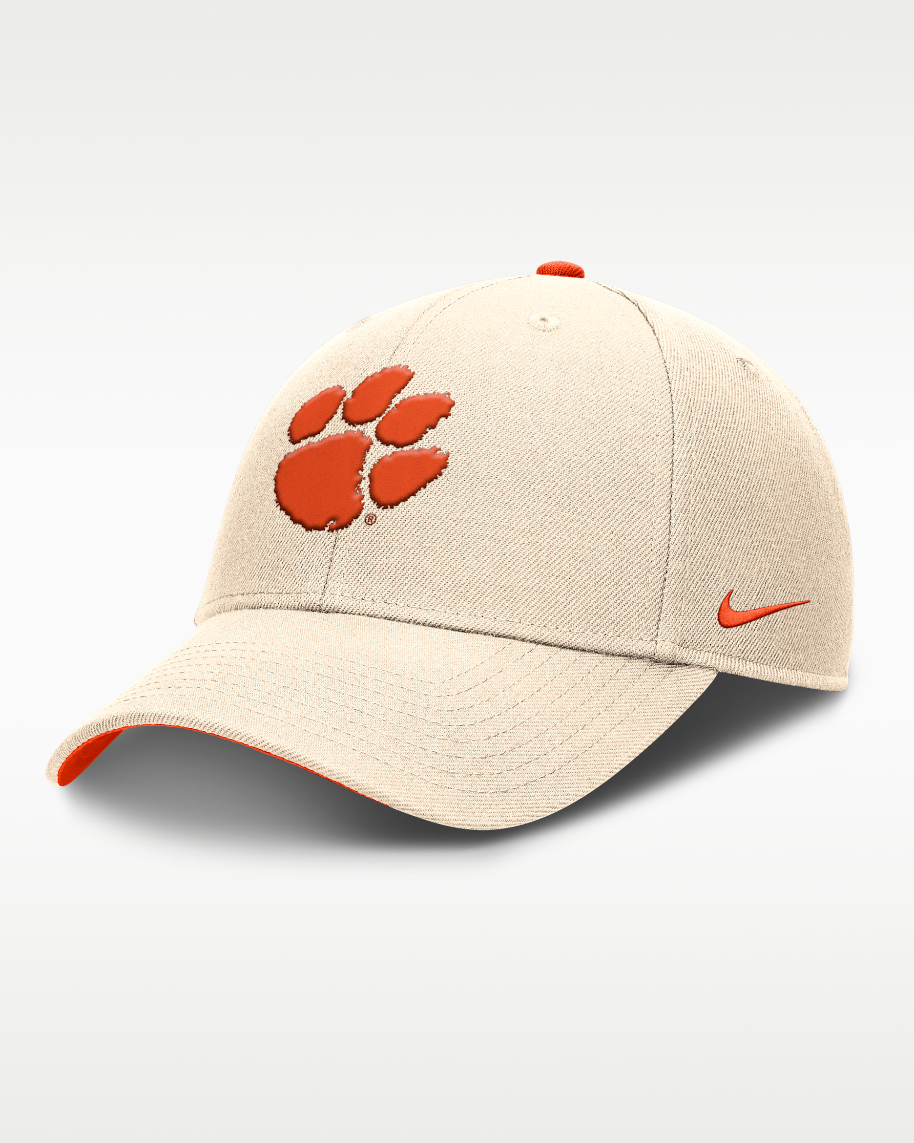 Clemson Primetime Rise Men's Nike Dri-FIT College Trucker Adjustable Hat - Natural