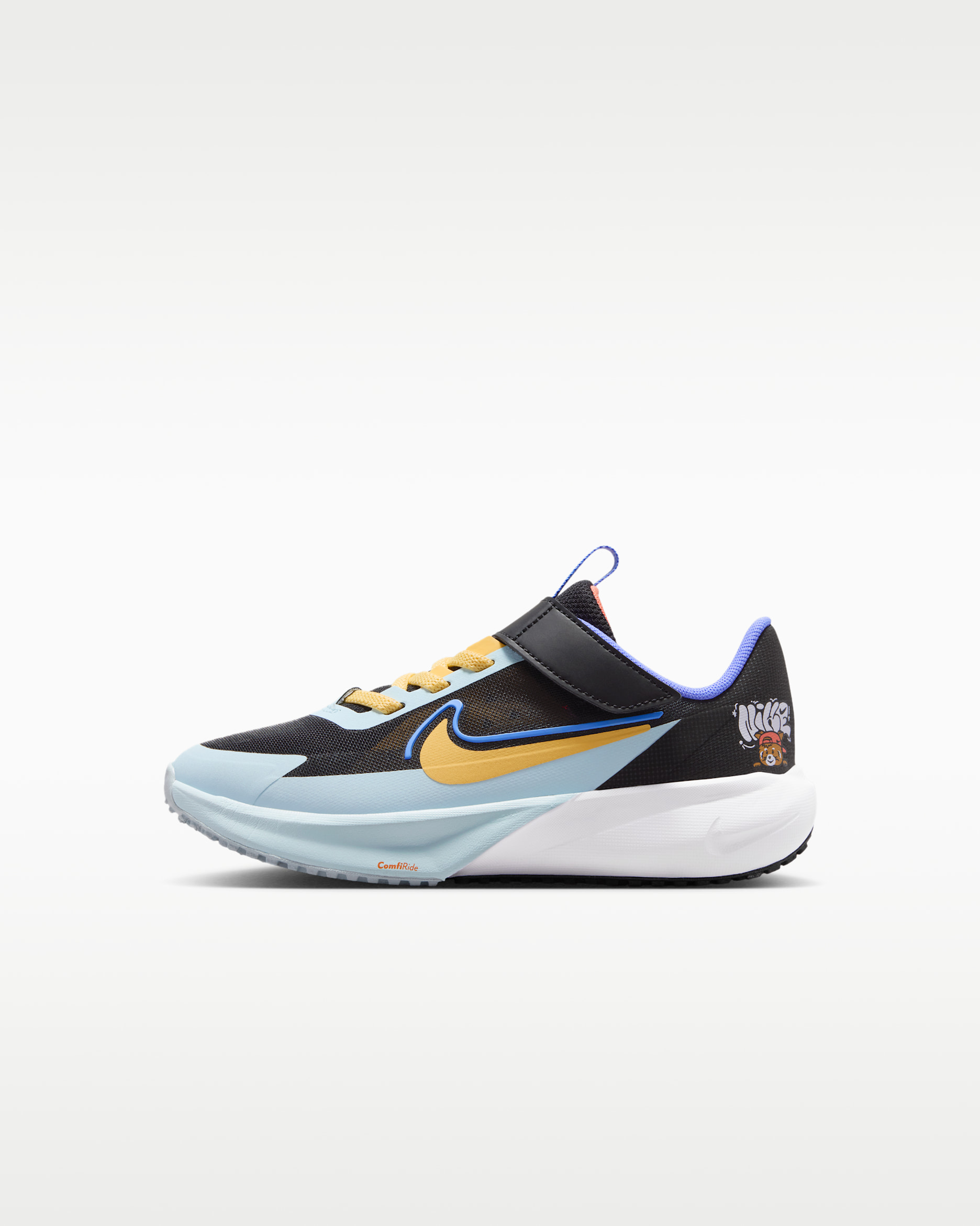 Tenis de correr para niños de preescolar Nike Sonic Fly - Negro/Blanco/Azul glacial/Oro topacio