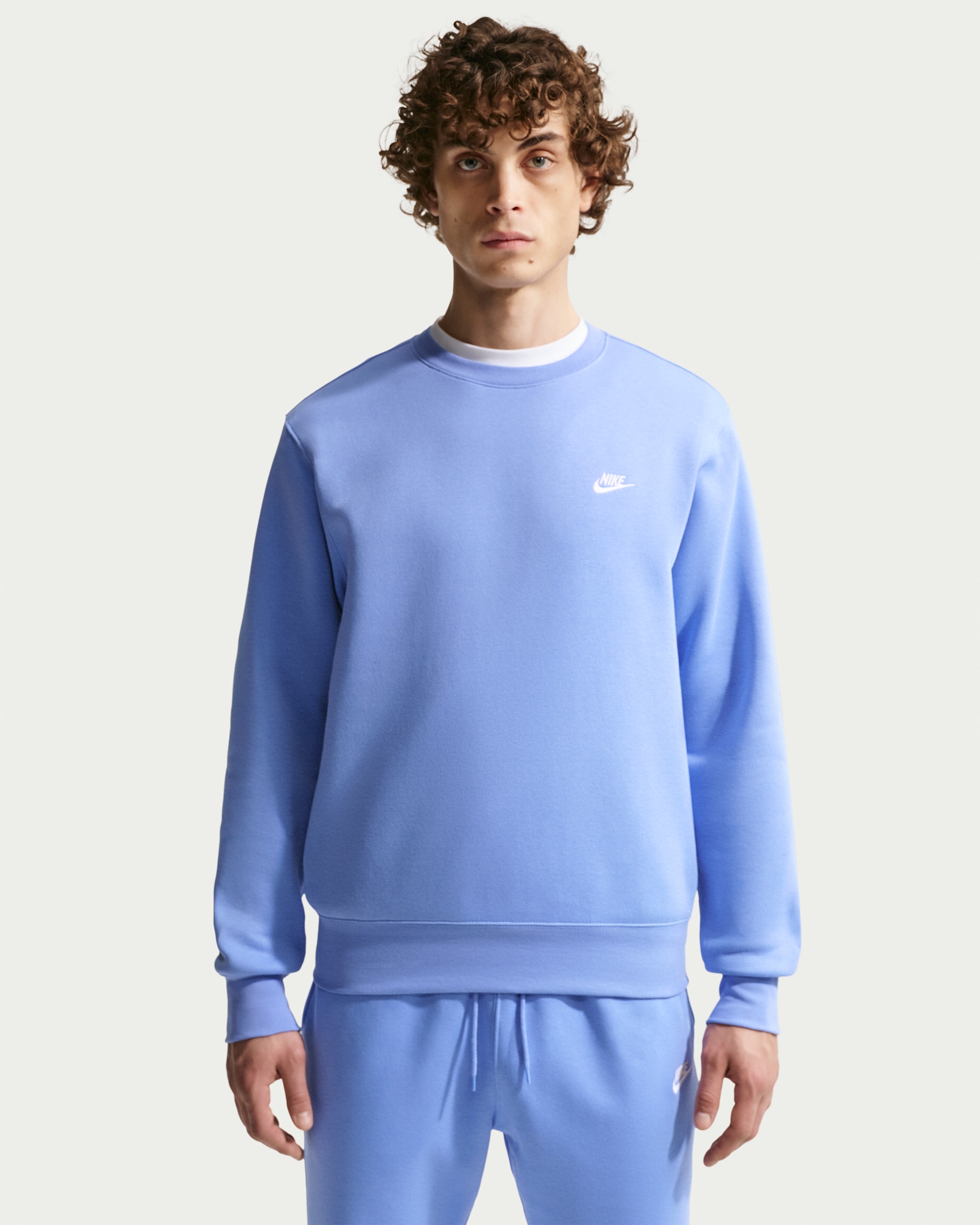 Sudadera de cuello redondo de tejido Fleece para hombre Nike Club - Royal pulso/Blanco