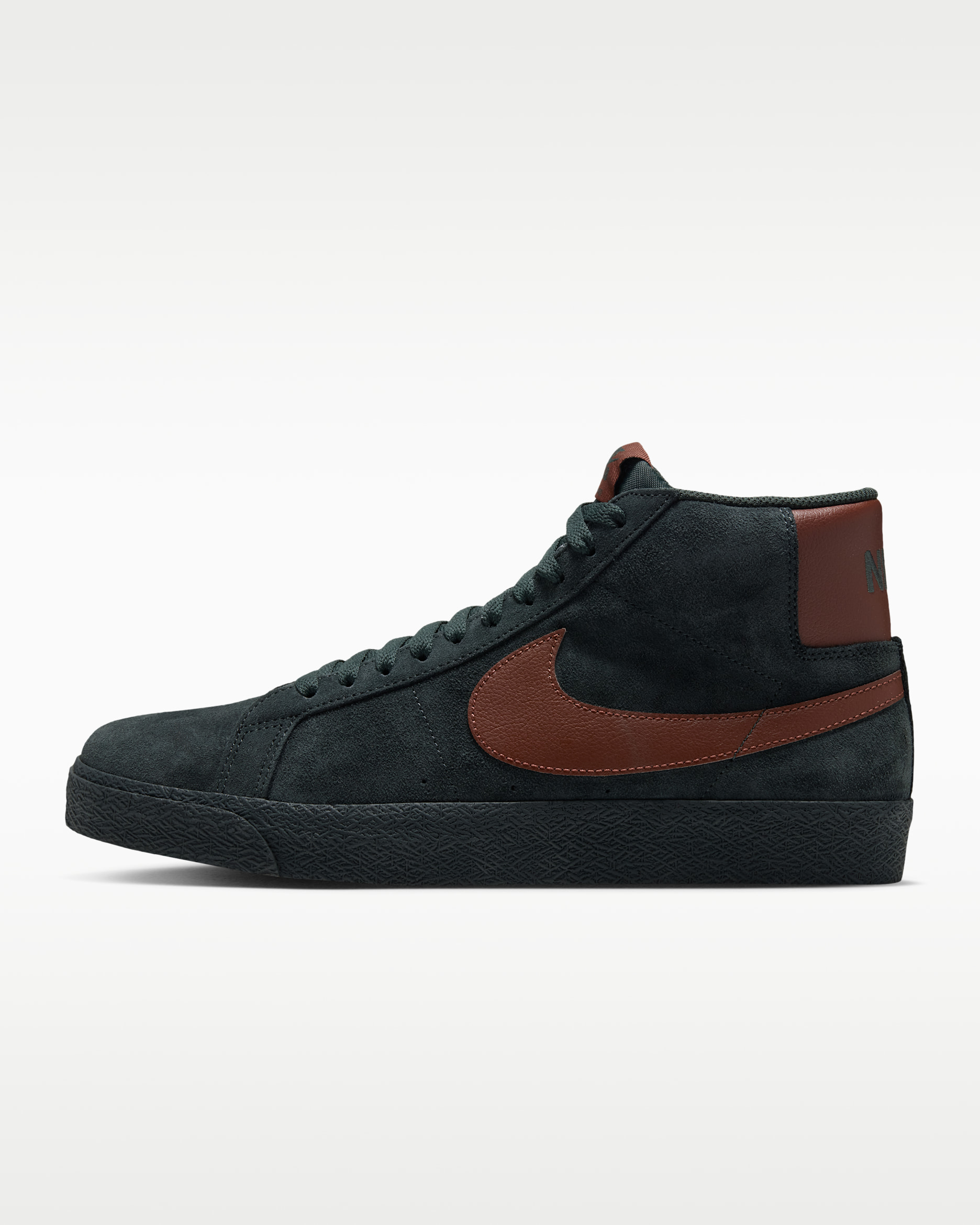 Nike SB Zoom Blazer Mid Skate Shoes - Black Spruce/Black Spruce/Gum Medium Brown/Corduroy Brown