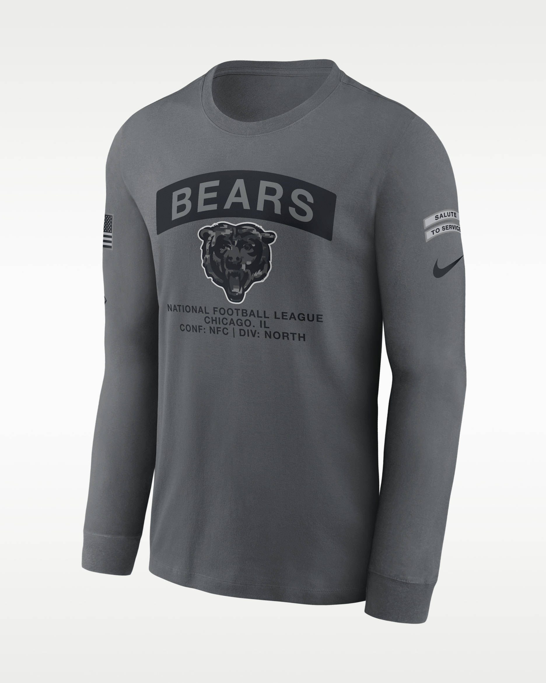 Chicago Bears Salute to Service Men's Nike NFL Long-Sleeve T-Shirt - Grey