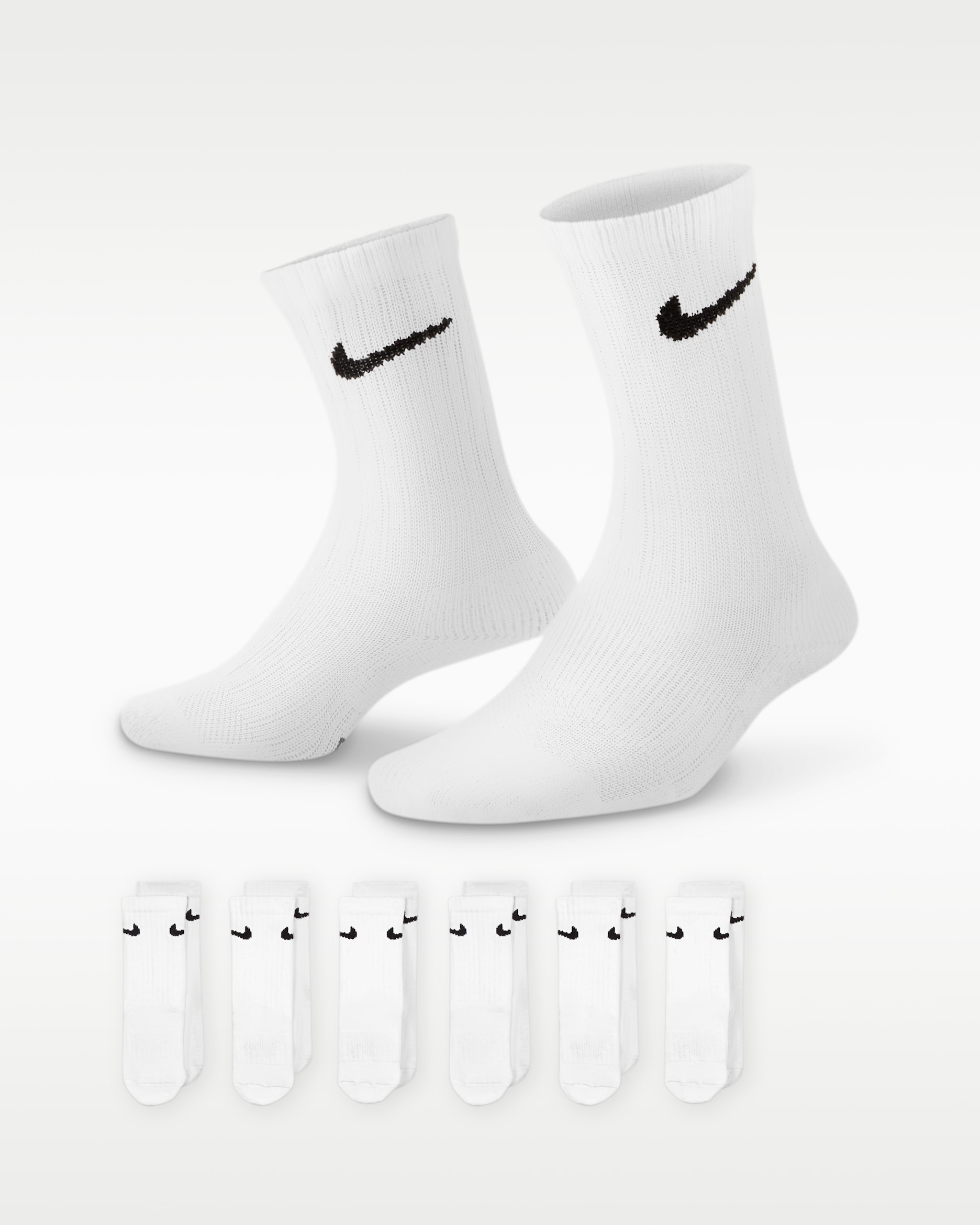 Calcetas para niños talla pequeña Nike Dri-FIT Performance Basics (6 pares) - Blanco/Negro