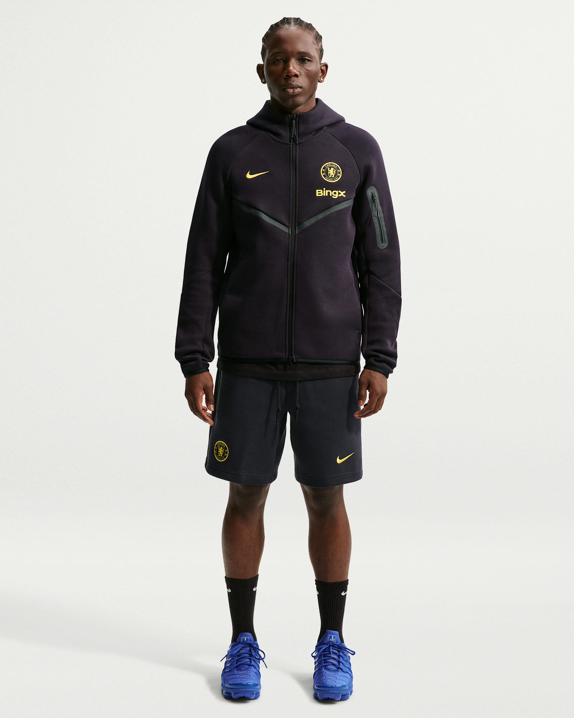 Fotbollsshorts Nike Chelsea F.C. Tech Fleece för män - Pitch Blue/Midwest Gold