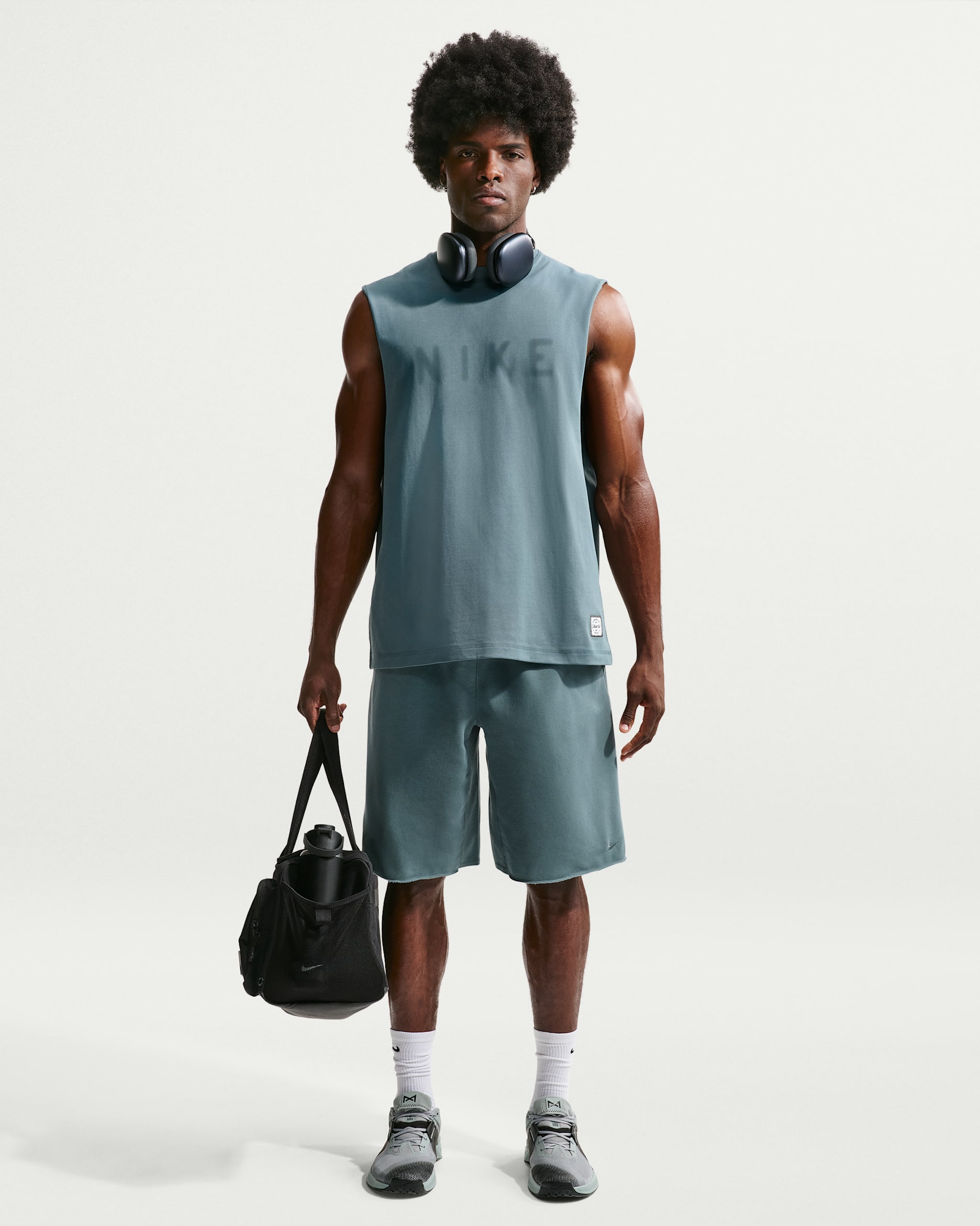 Nike NAC Men's Dri-FIT Fleece Training Shorts - Mineral Slate/Pale Ivory/Mineral Slate