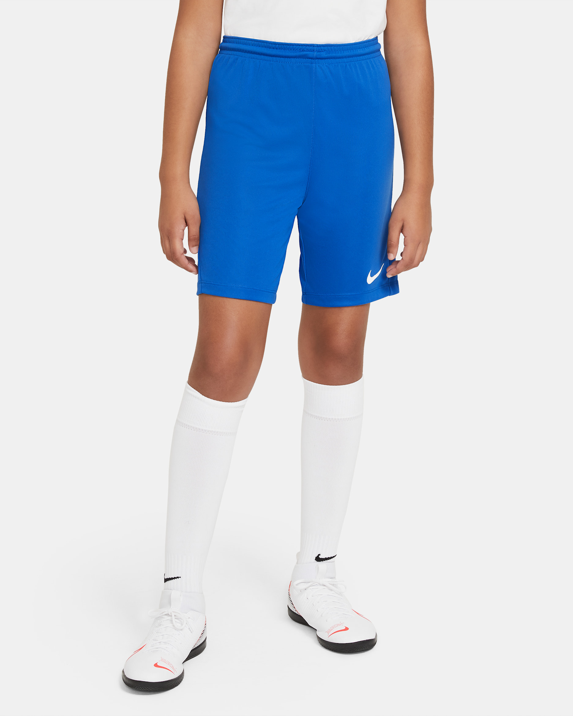 Nike Dri-FIT Park 3 Big Kids' Soccer Shorts - Royal Blue/White