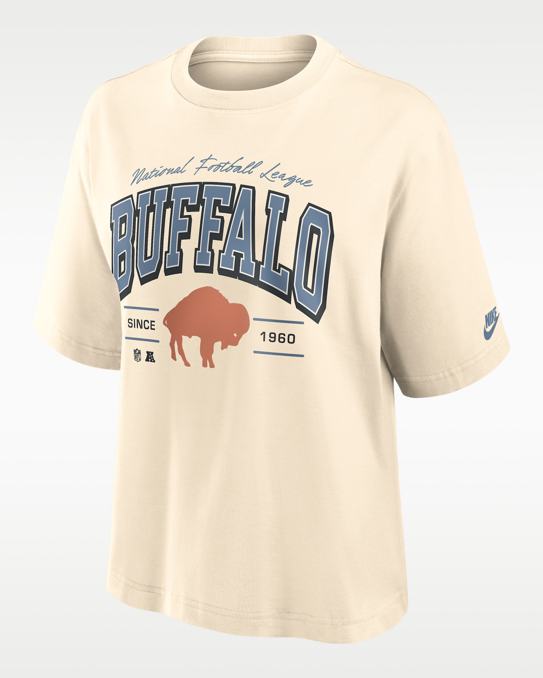 Buffalo Bills Vintage Mod Boxy Women's Nike NFL T-Shirt - Cream