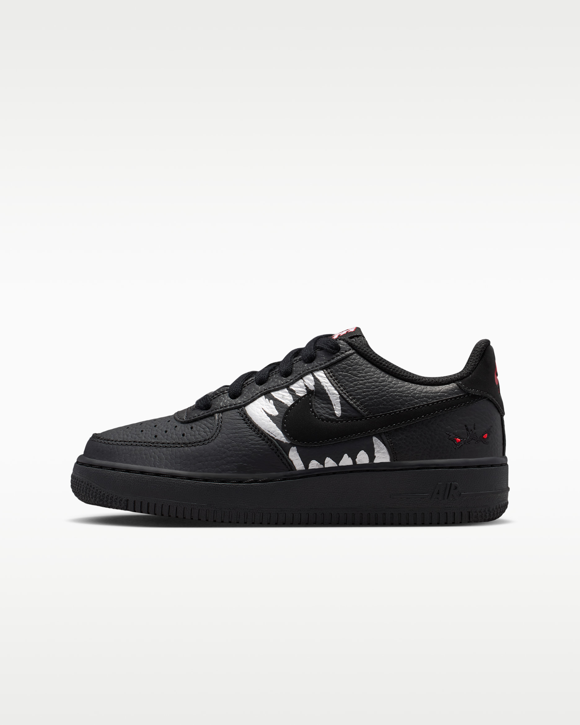 Nike Air Force 1 LV8 Older Kids' Shoes - Black/University Red/Metallic Silver/Black
