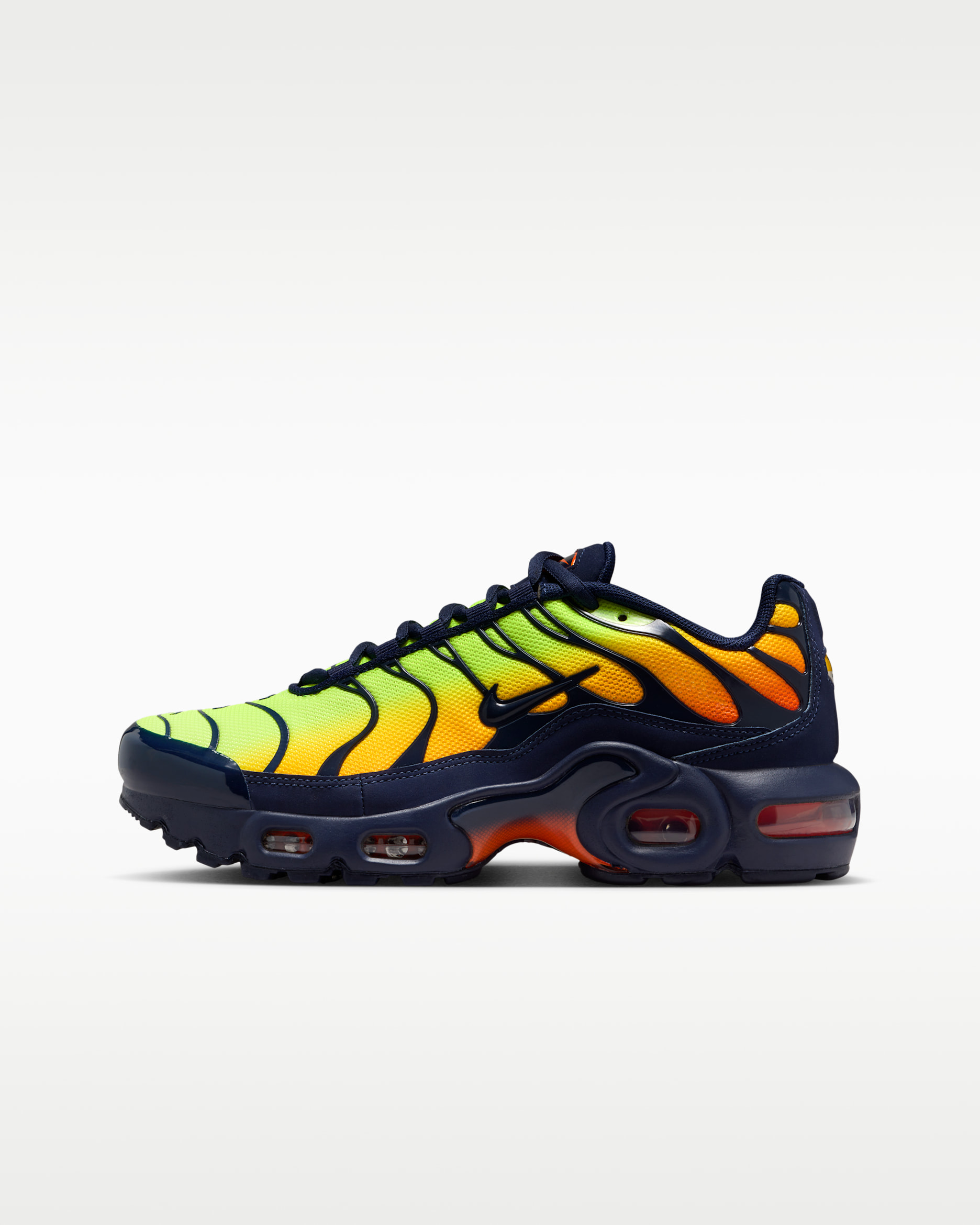 Chaussure Nike Air Max Plus pour ado - Lemon Venom/Hyper Crimson/Laser Orange/Blackened Blue