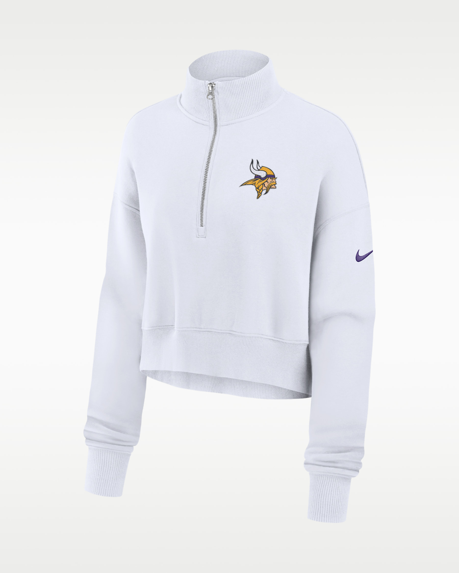Minnesota Vikings Primetime Phoenix Women's Nike NFL Oversized Cropped 1/4-Zip Crew - White