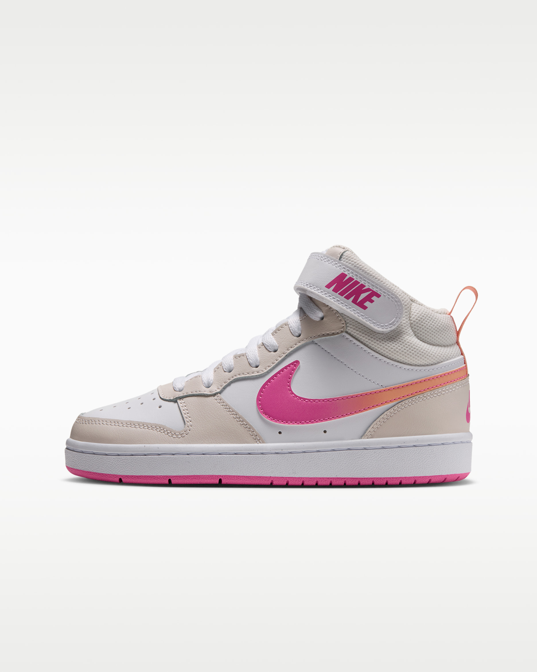 Nike Court Borough Mid 2 Big Kids' Shoes - Phantom/Sunset Haze/Pinksicle