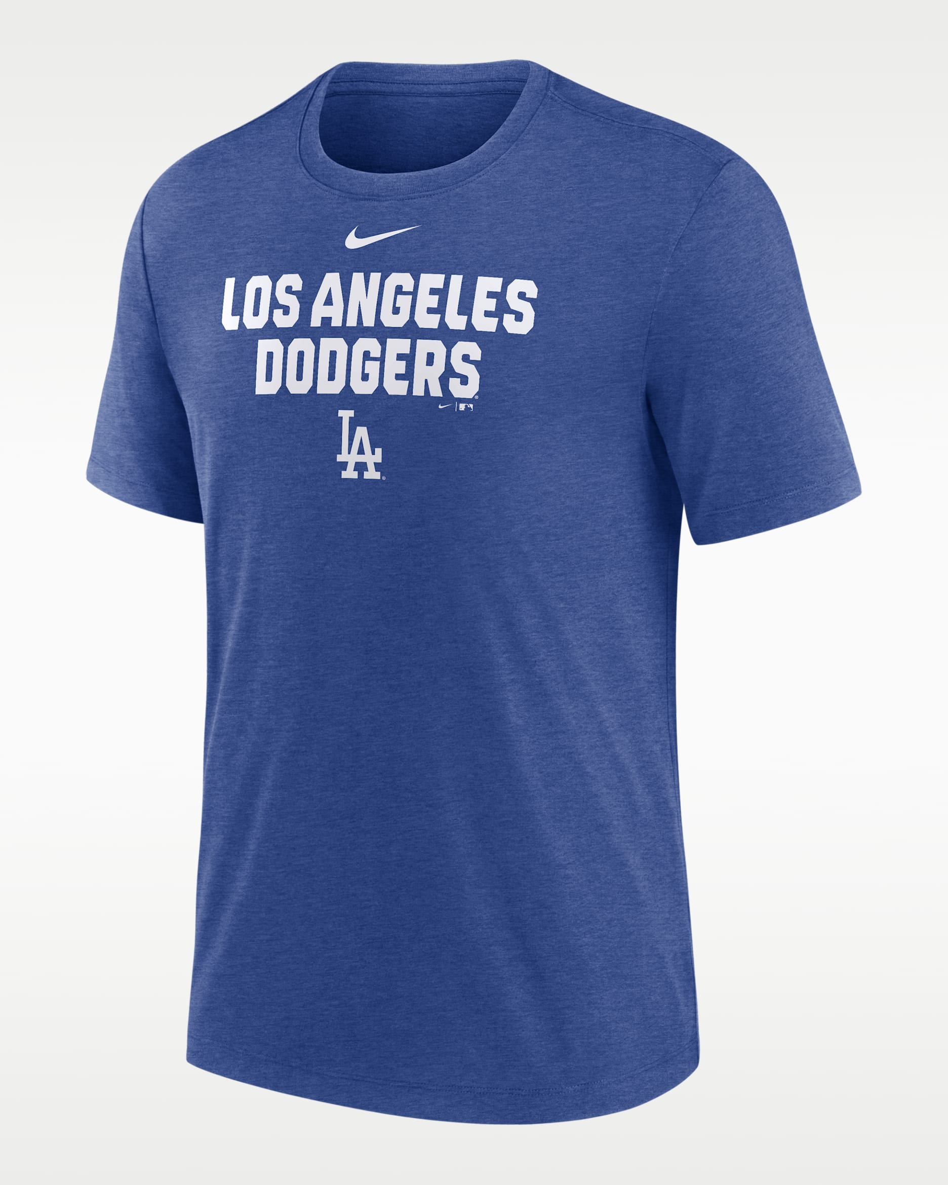 Los Angeles Dodgers Stacked Men's Nike MLB T-Shirt - Blue Heather