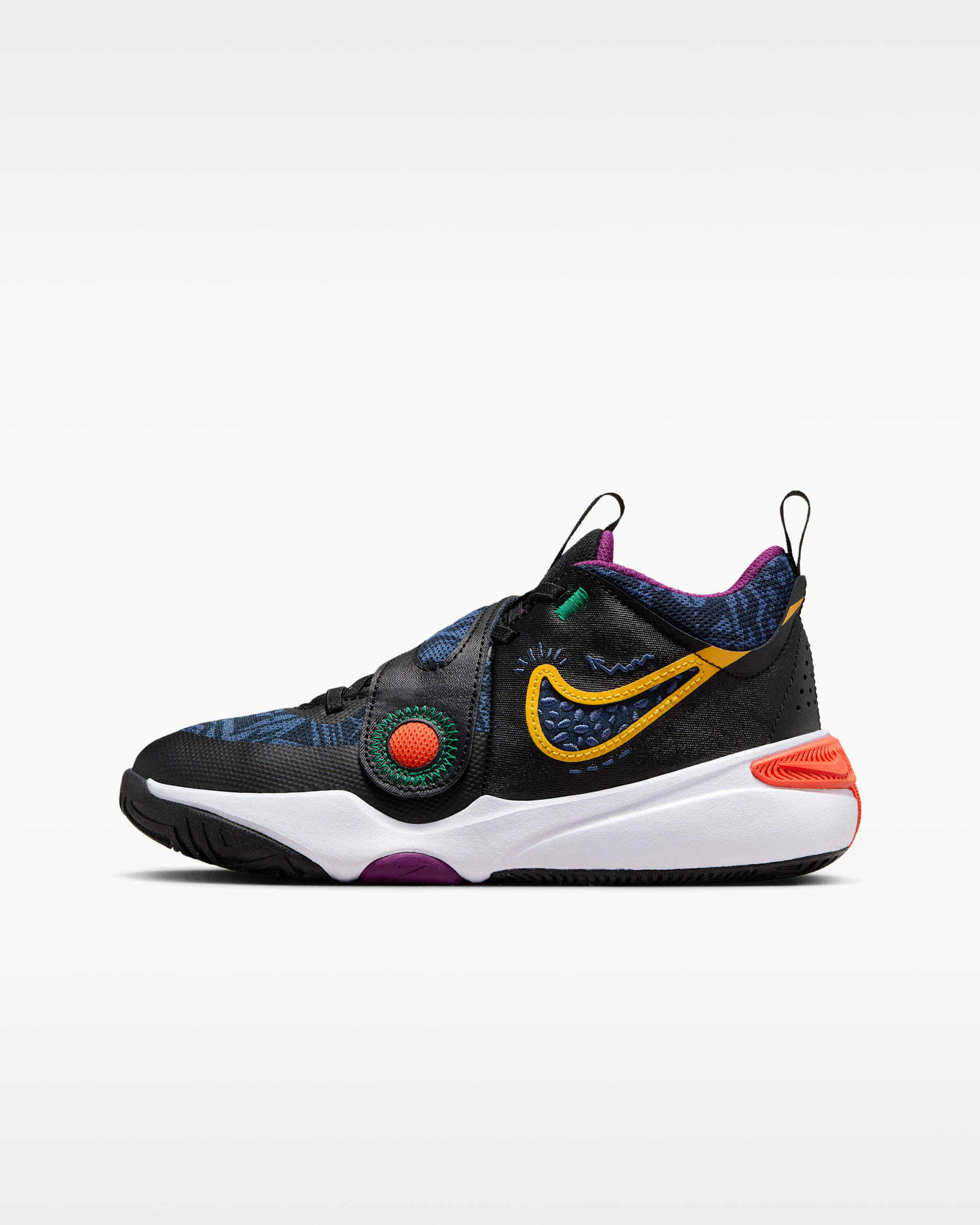 รองเท้าบาสเก็ตบอลเด็กโต Nike Team Hustle D 11 SE - ดำ/Mystic Navy/Cosmic Clay/University Gold