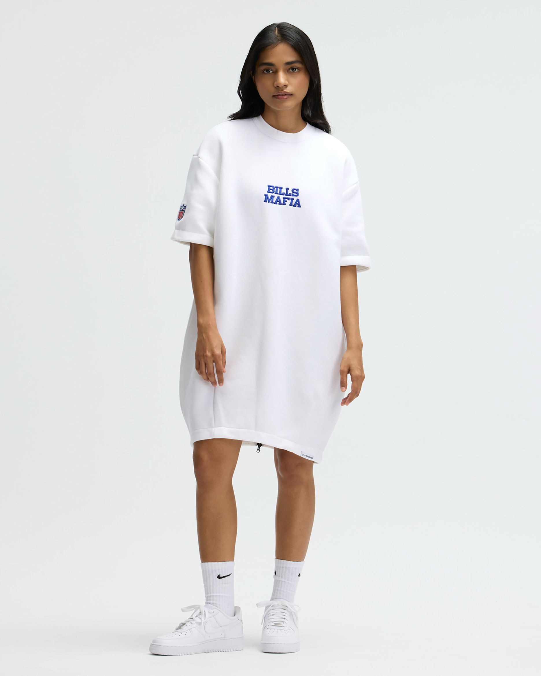 Buffalo Bills Rivalries Collection Oversized Tech Fleece Women's Nike NFL Dress - White