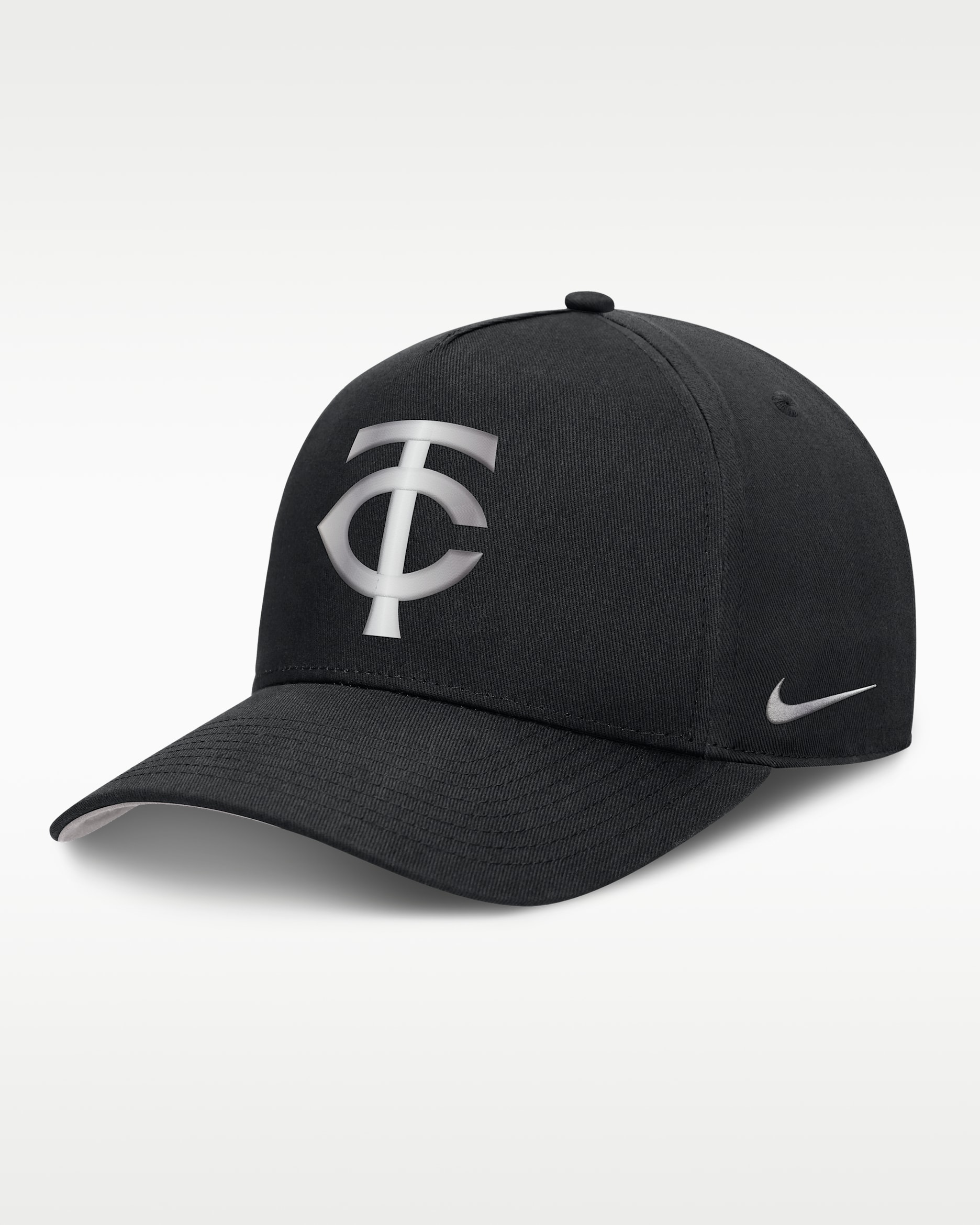 Gorra de rejilla Nike Dri-FIT de la MLB ajustable y con estructura A-Frame para hombre Minnesota Twins Rise - Negro