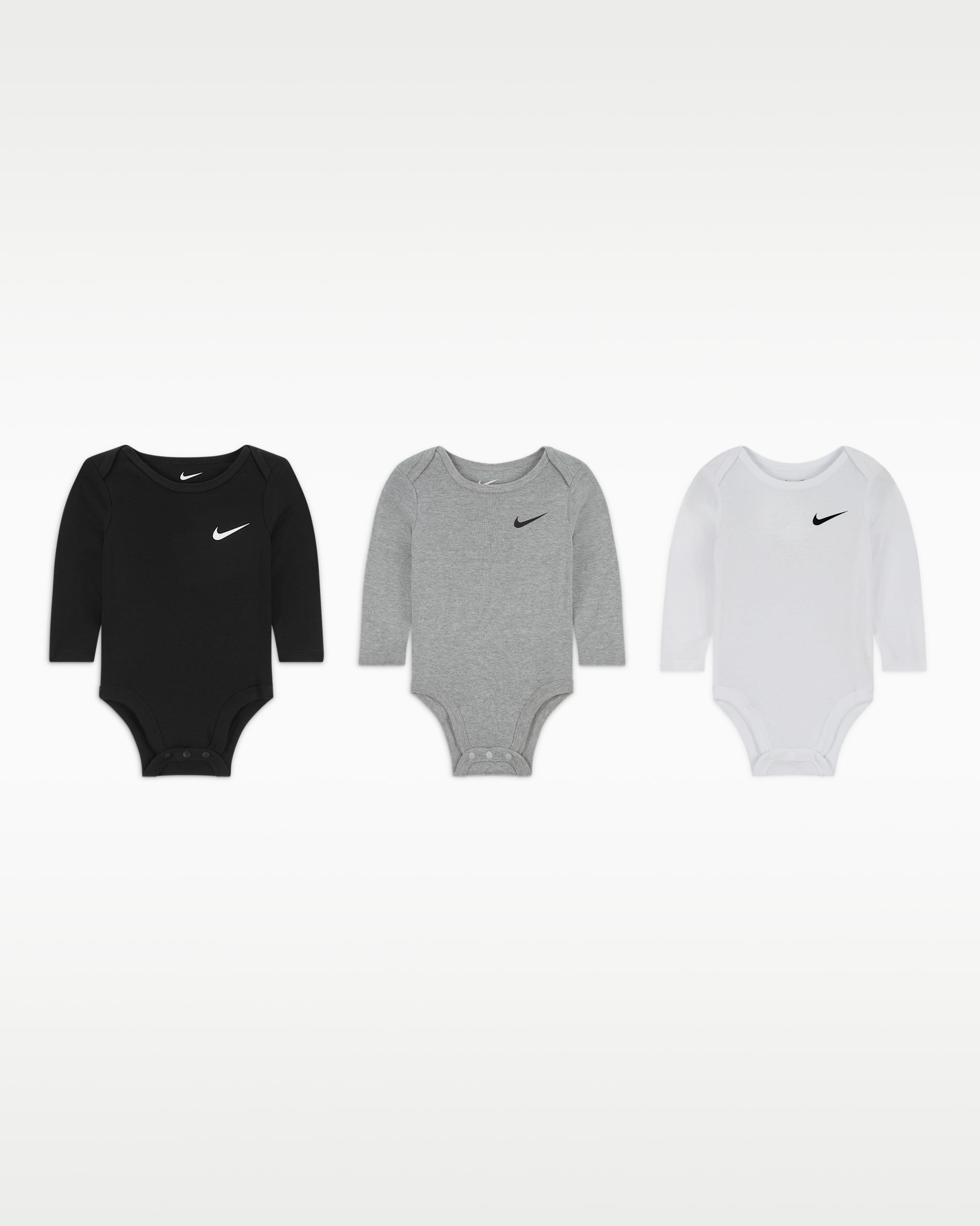 Nike Essentials Baby 3-Pack Long Sleeve Bodysuits - Dark Grey Heather