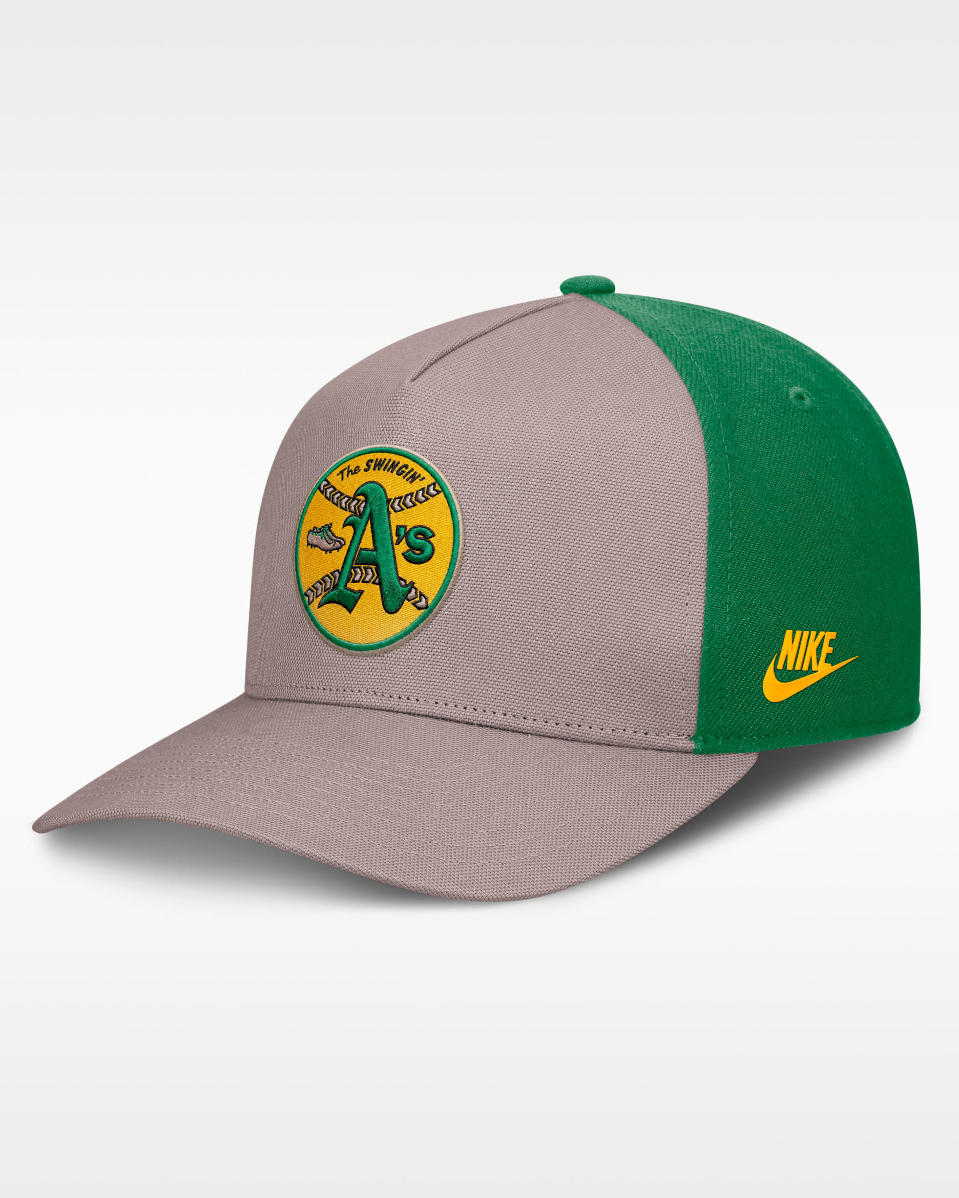 Athletics Cooperstown Rise Men's Nike MLB A-Frame Adjustable Hat - Legend Light Brown/Green