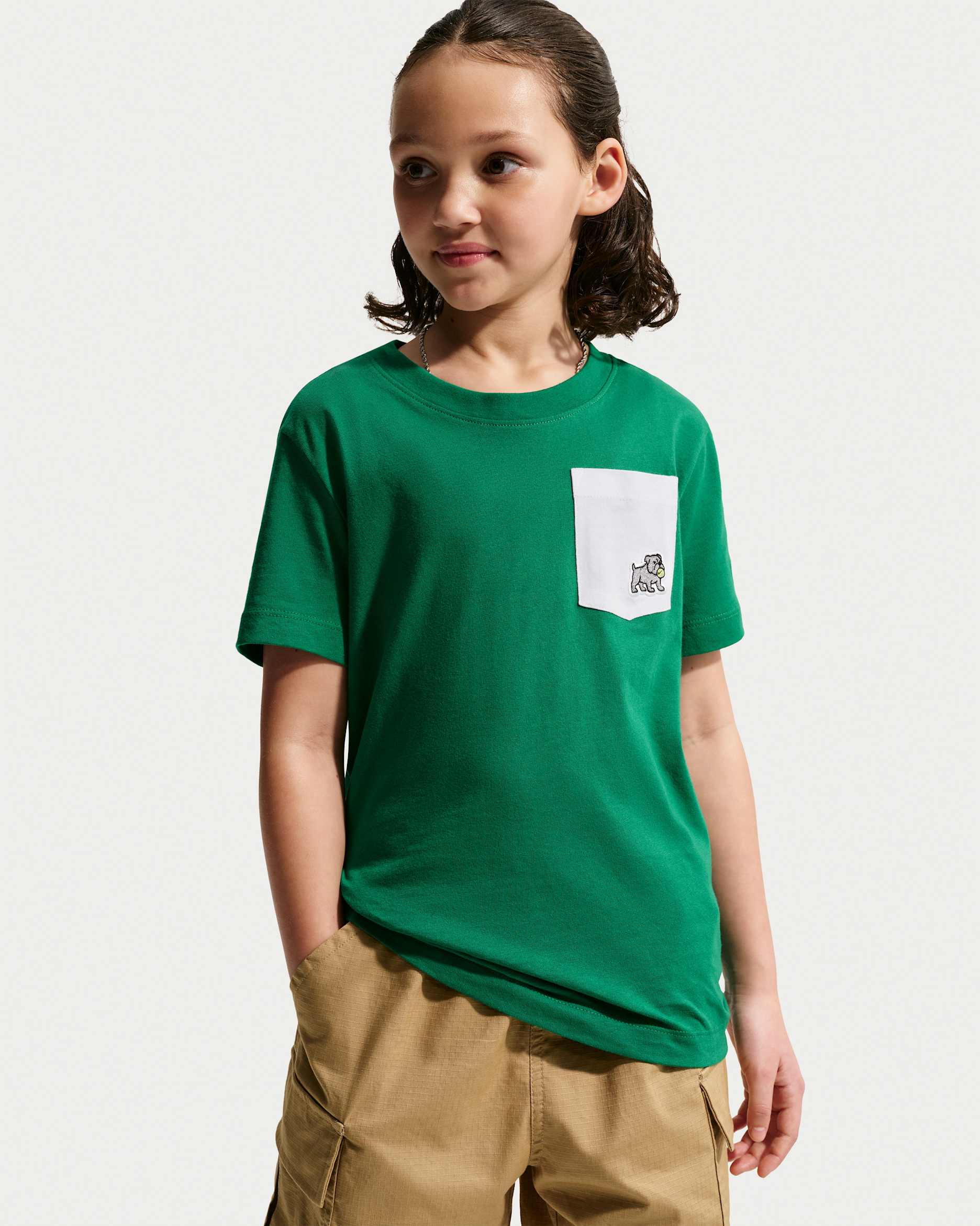 Nike Sportswear Big Kids' Pocket T-Shirt - Malachite/White