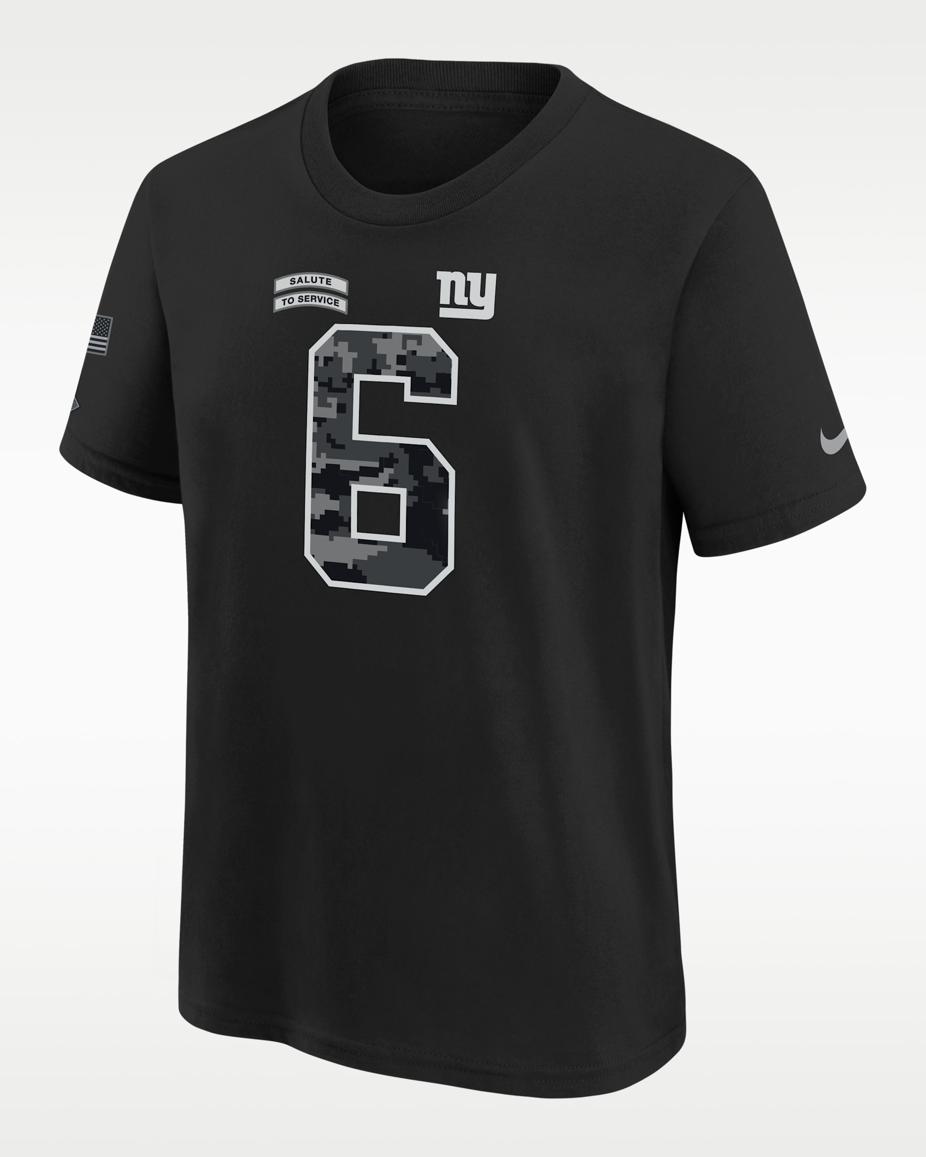 Jaxson Dart New York Giants Salute to Service Big Kids' Nike NFL T-Shirt - Black