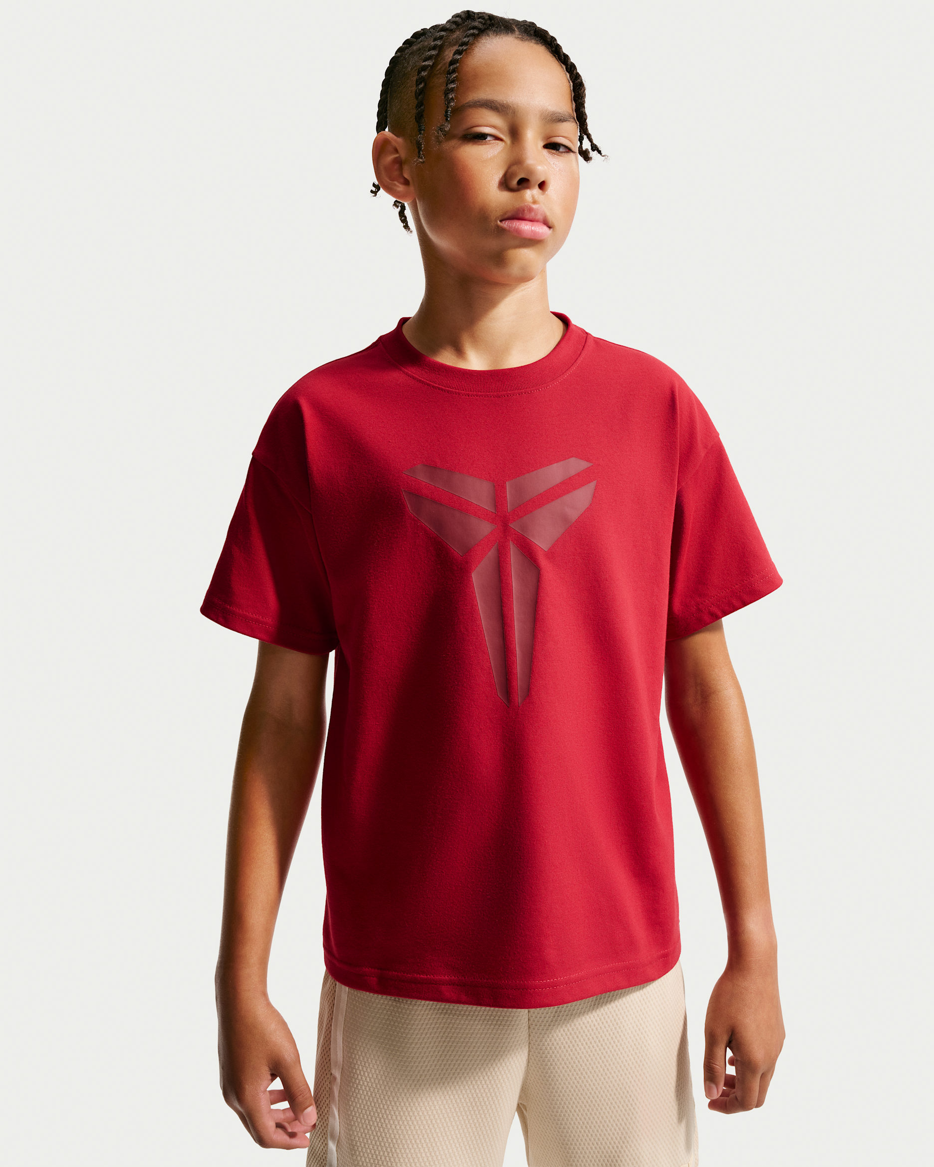 Kobe Big Kids' Dri-FIT Max90 T-Shirt - Tough Red/White