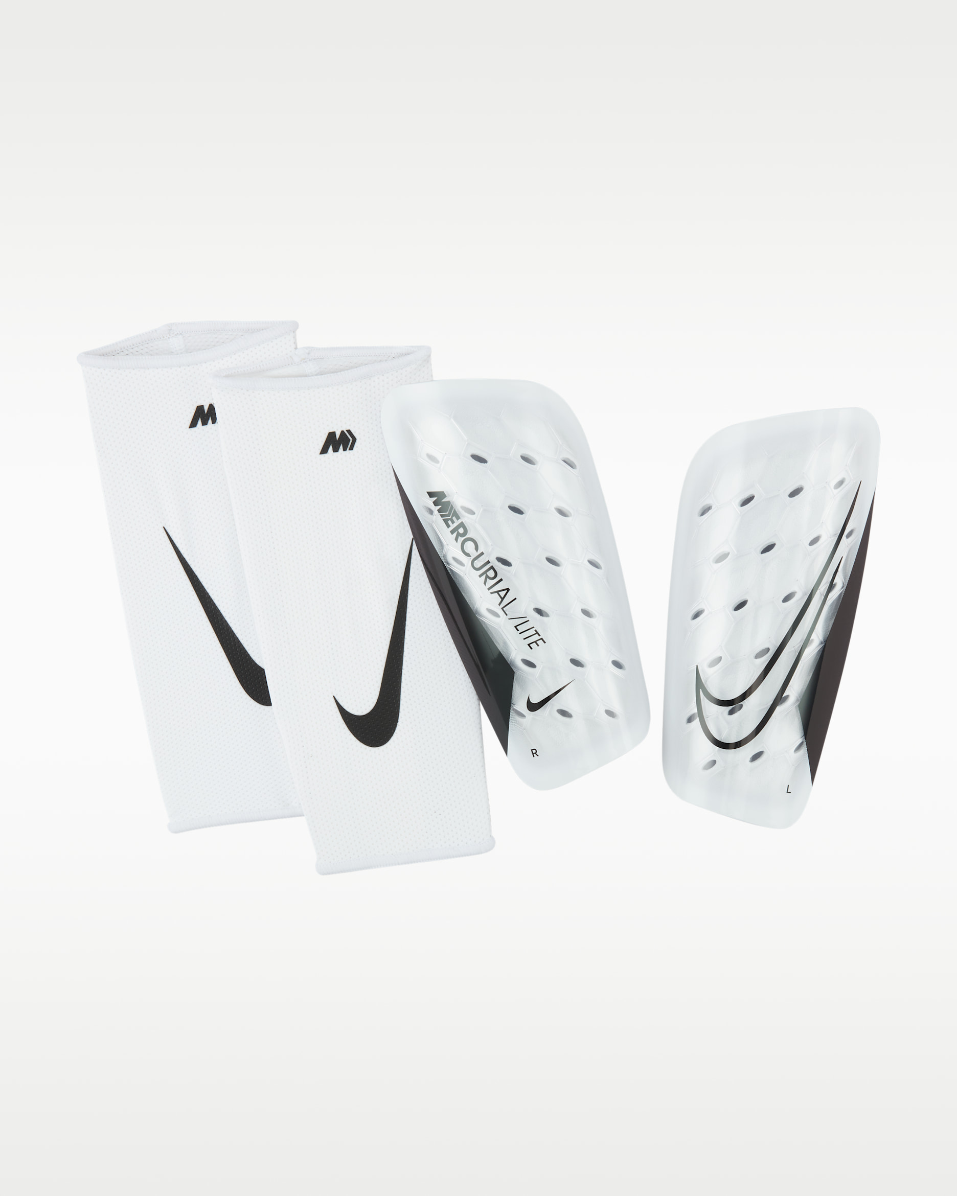 Nike Mercurial Lite Soccer Shin Guards - White/White/Black