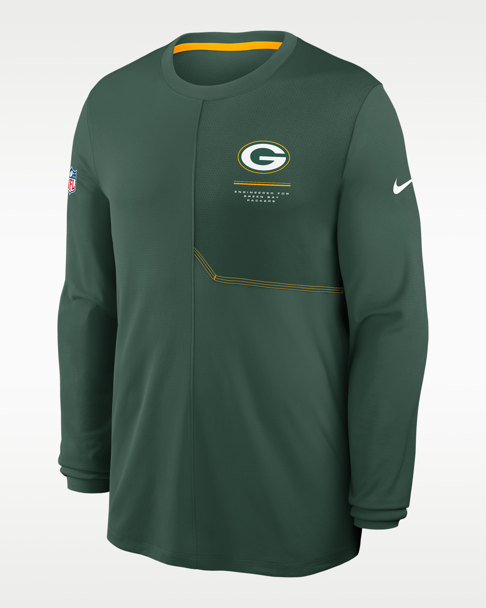 Green Bay Packers Sideline Coach Men's Nike Dri-FIT NFL Long-Sleeve Top - Green