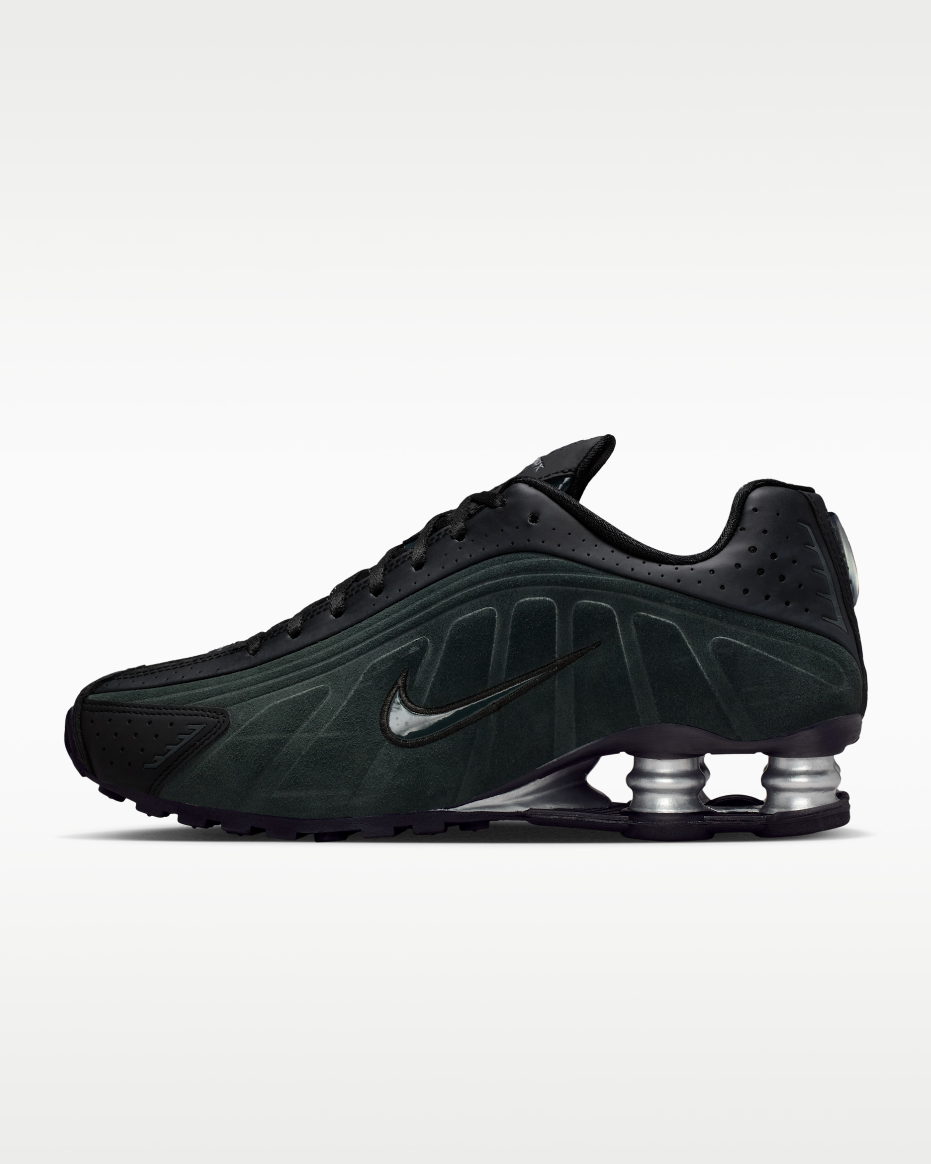 Nike Shox R4 Kadın Ayakkabısı - Siyah/Metallic Silver/Seaweed