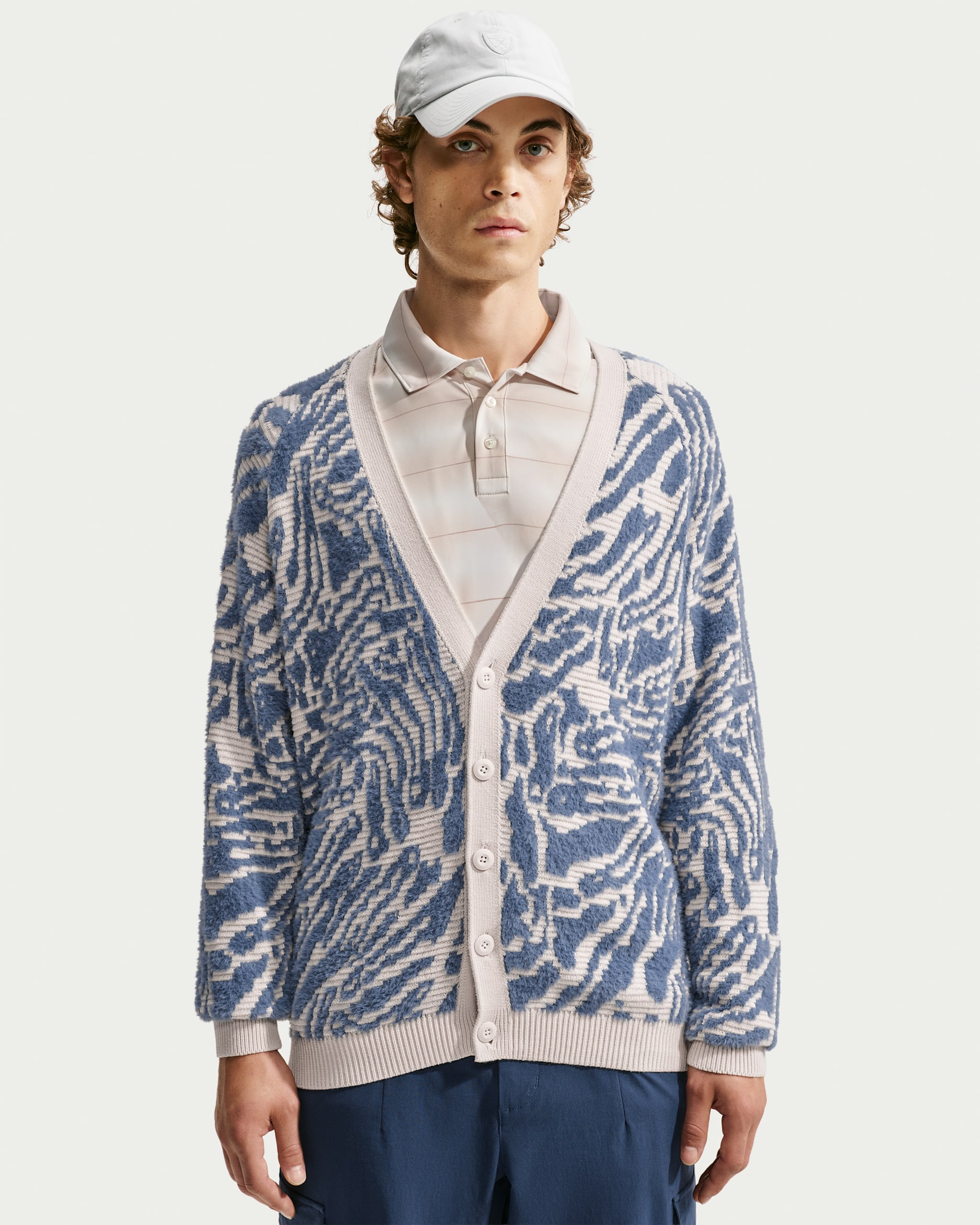 Nike Fairway Fresh golfcardigan med ledig passform til herre - Light Orewood Brown/Diffused Blue