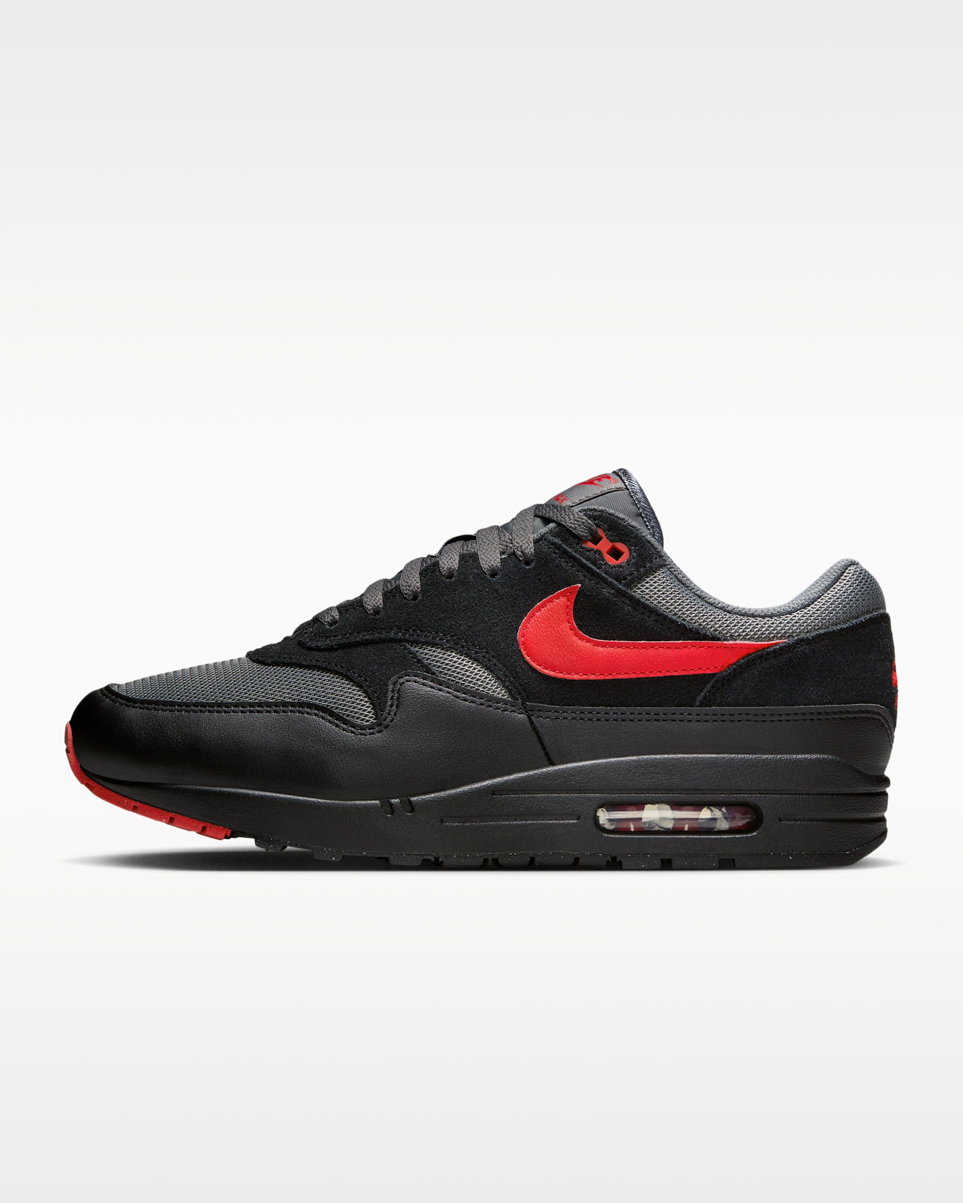 Nike Air Max 1 Essential Men's Shoes - Black/Iron Grey/University Red